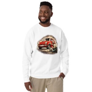 bluza męska PRL z czerwonym samochodem retro.