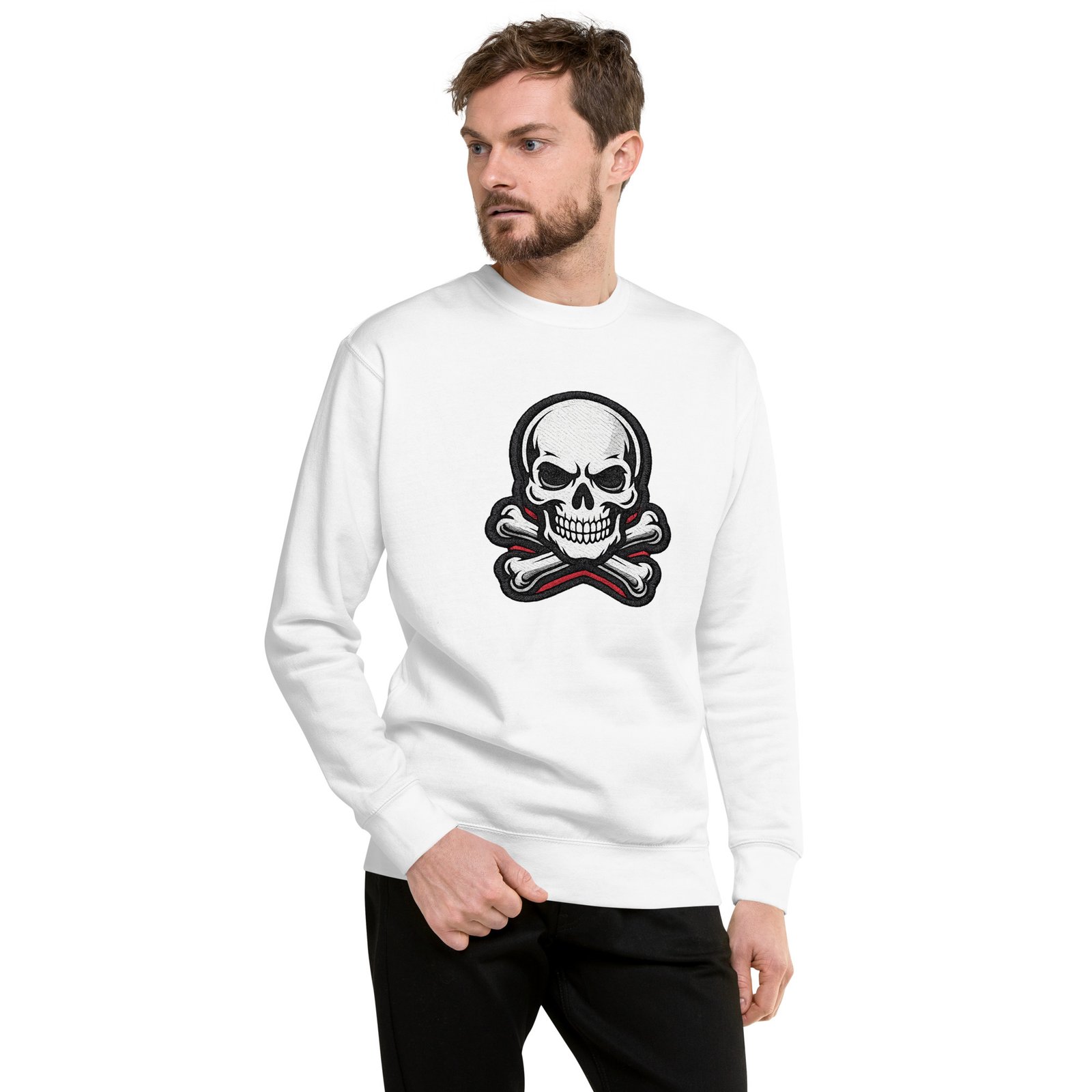 Męska bluza z nadrukiem czaszki i skrzyżowanych kości – bluza męska w stylu skull| Zarn.pl Męska bluza z nadrukiem czaszki i skrzyżowanych kości – bluza męska w stylu skull - obrazek 8
