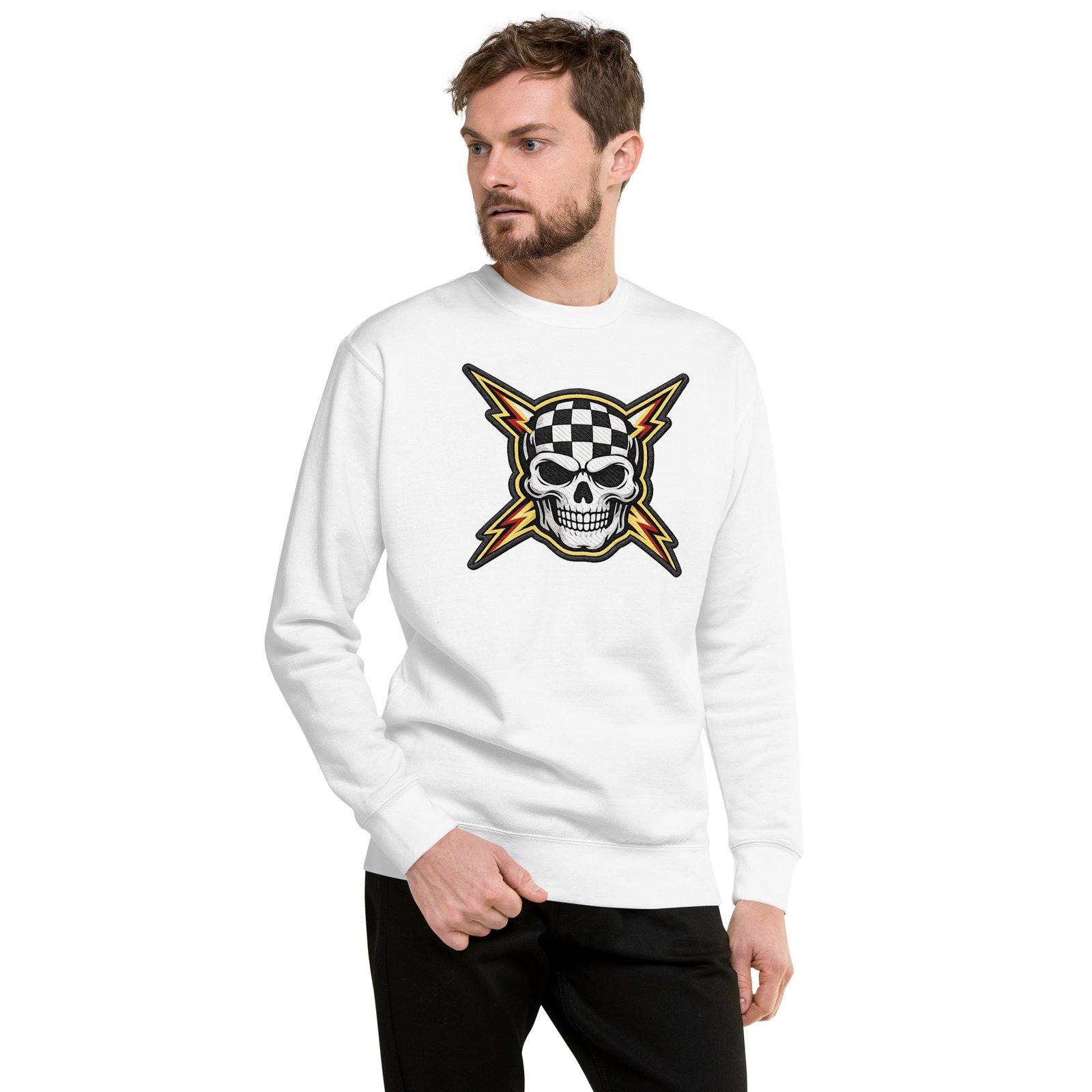 Bluza męska z czaszką i szachownicą – rockowa bluza męska z czaszką w stylu racing| Zarn.pl Bluza męska z czaszką i szachownicą – rockowa bluza męska z czaszką w stylu racing - obrazek 8