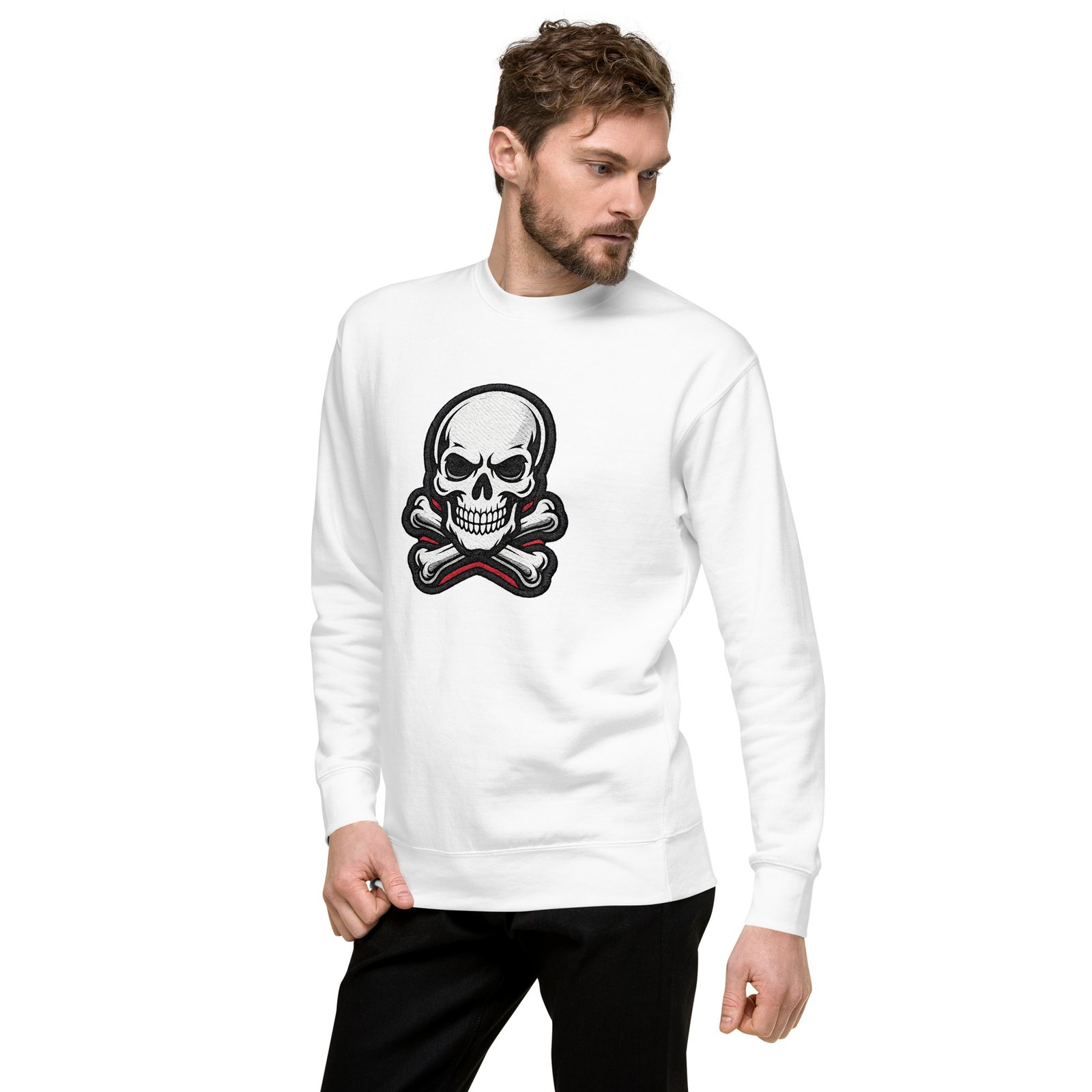 Męska bluza z nadrukiem czaszki i skrzyżowanych kości – bluza męska w stylu skull| Zarn.pl Męska bluza z nadrukiem czaszki i skrzyżowanych kości – bluza męska w stylu skull - obrazek 16