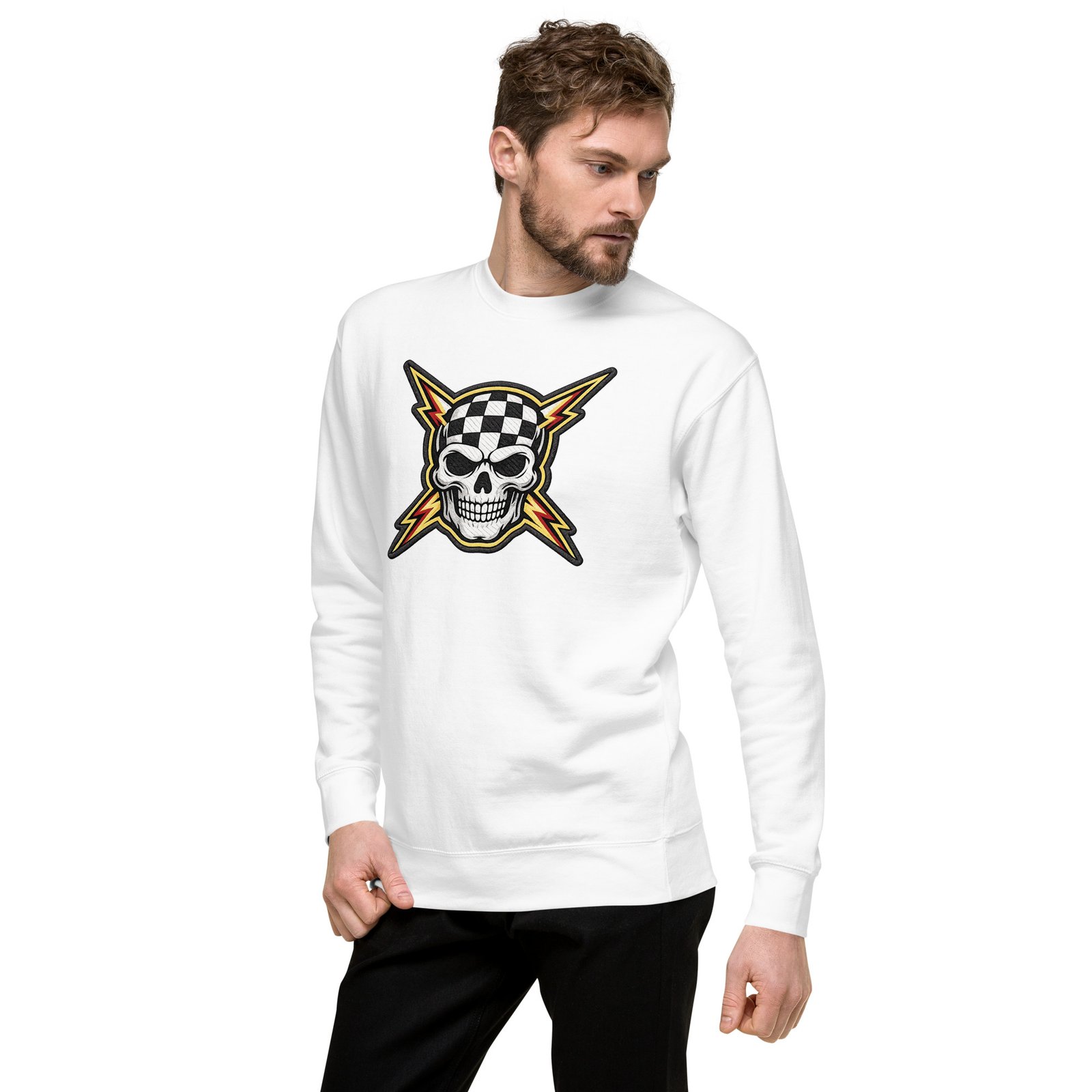 Bluza męska z czaszką i szachownicą – rockowa bluza męska z czaszką w stylu racing| Zarn.pl Bluza męska z czaszką i szachownicą – rockowa bluza męska z czaszką w stylu racing - obrazek 16