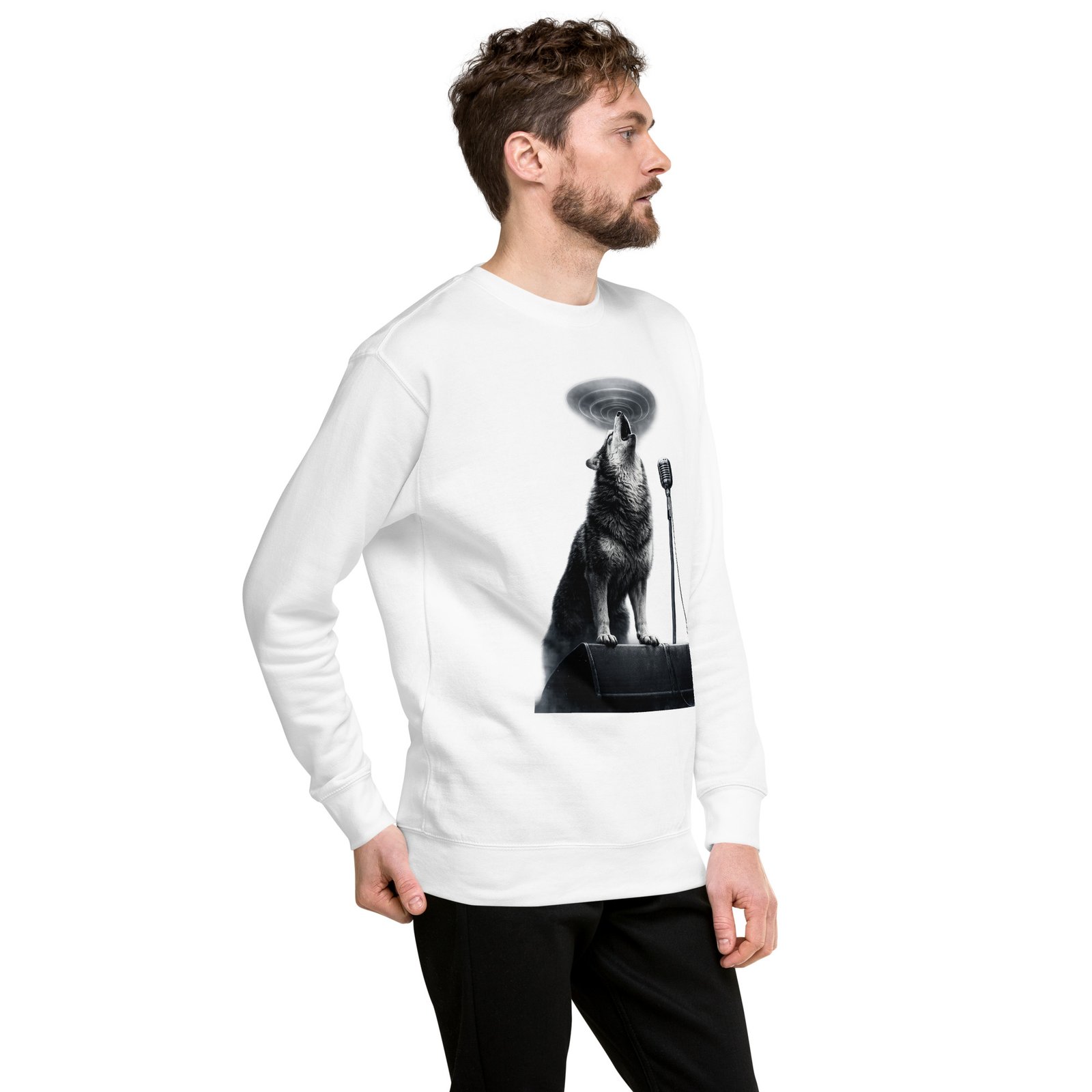 Bluza męska „Wilk Rockowy Wokalista” – bluza męska z nadrukiem wyjącego wilka przy mikrofonie| Zarn.pl Bluza męska „Wilk Rockowy Wokalista” – bluza męska z nadrukiem wyjącego wilka przy mikrofonie - obrazek 20