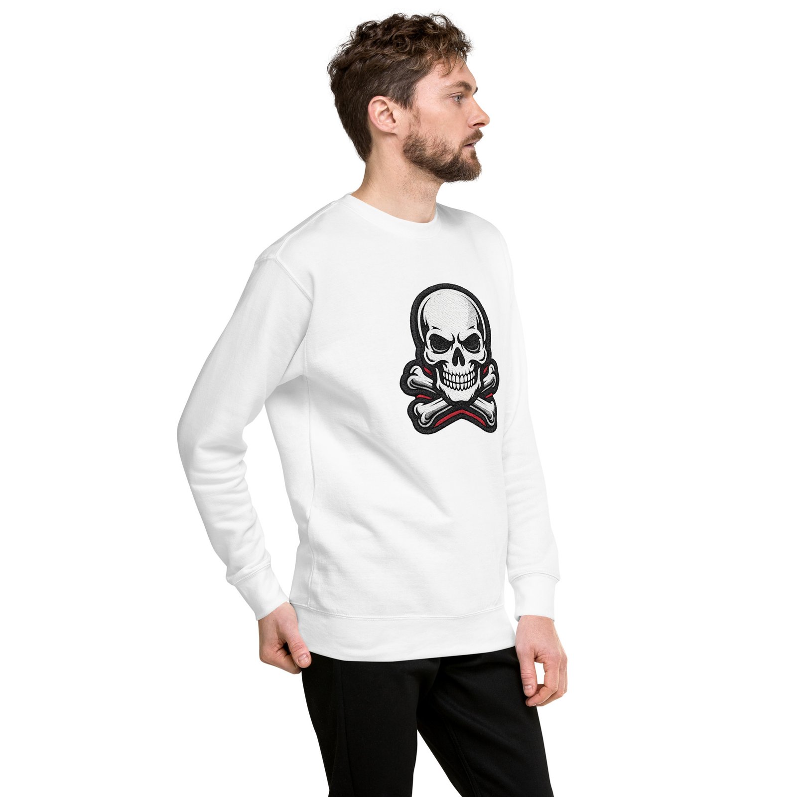 Męska bluza z nadrukiem czaszki i skrzyżowanych kości – bluza męska w stylu skull| Zarn.pl Męska bluza z nadrukiem czaszki i skrzyżowanych kości – bluza męska w stylu skull - obrazek 20
