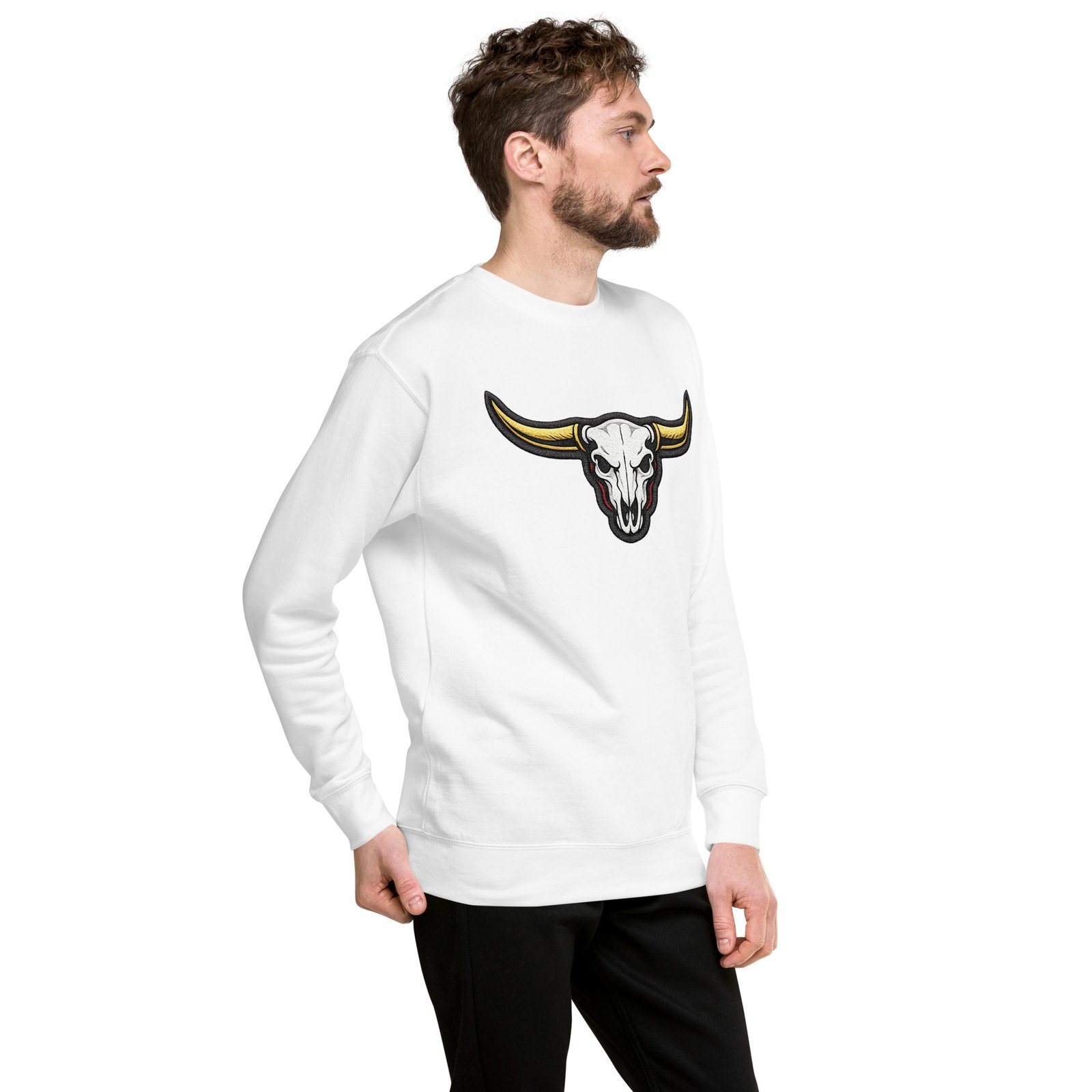 Męska bluza z nadrukiem czaszki byka z długimi rogami – bluza western i country| Zarn.pl Męska bluza z nadrukiem czaszki byka z długimi rogami – bluza western i country - obrazek 20