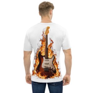 koszulka męska z gitarą elektryczną w płomieniach