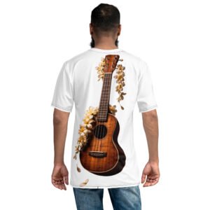 koszulka męska z ukulele i kwiatami
