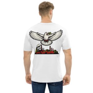 koszulka męska z grafiką gołębia pokoju nad fabryką