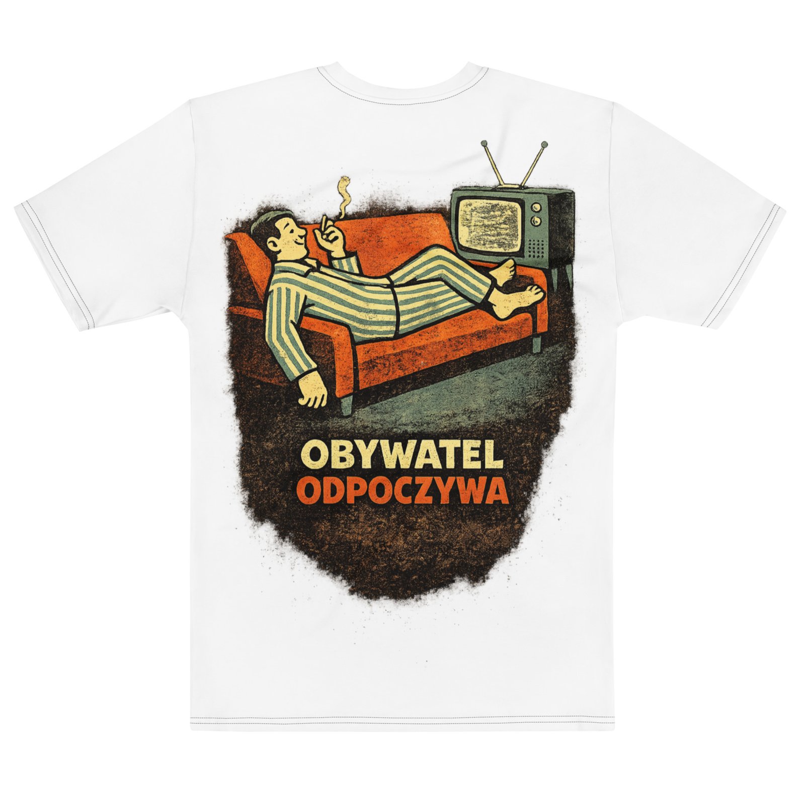 Męska koszulka PRL „Obywatel Odpoczywa” – koszulka męska z grafiką relaksu w stylu PRL| Zarn.pl Męska koszulka PRL „Obywatel Odpoczywa” – koszulka męska z grafiką relaksu w stylu PRL - obrazek 3
