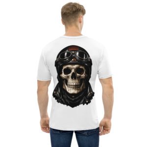 koszulka męska z grafiką czaszki w kasku motocyklisty
