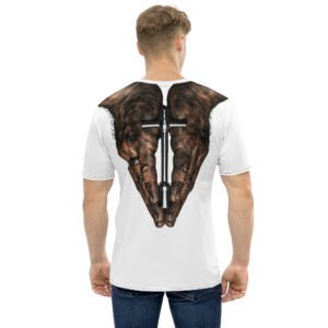 koszulka męska z grafiką klucza do świec zapłonowych w dłoniach mechanika