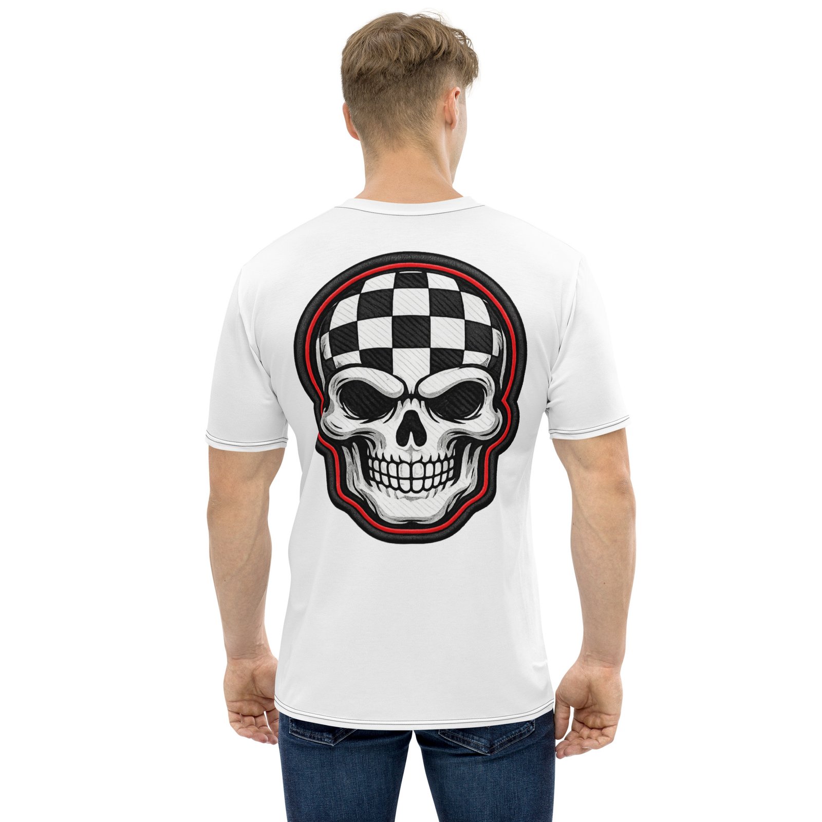 Męska koszulka „Check Skull” – koszulka męska z grafiką czaszki w szachownicę| Zarn.pl koszulka męska z grafiką czaszki w szachownicę