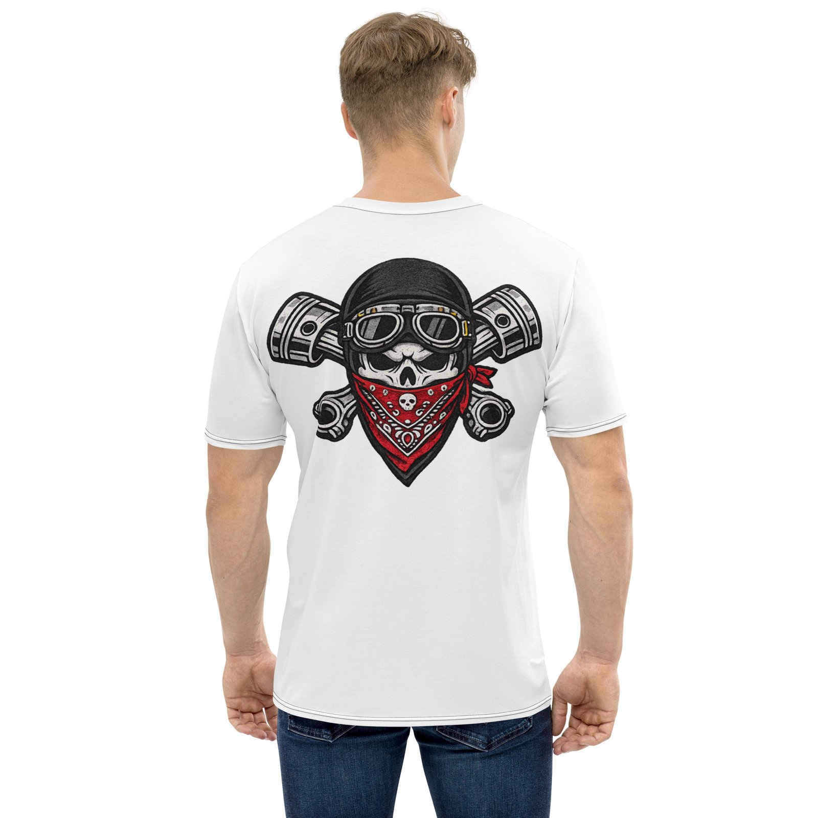 Męska koszulka „Biker Skull” – koszulka męska z motocyklową czaszką| Zarn.pl koszulka męska z motocyklową czaszką