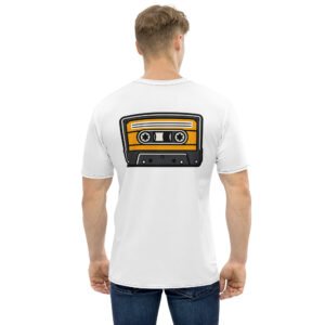 męska koszulka z grafiką kasety magnetofonowej retro