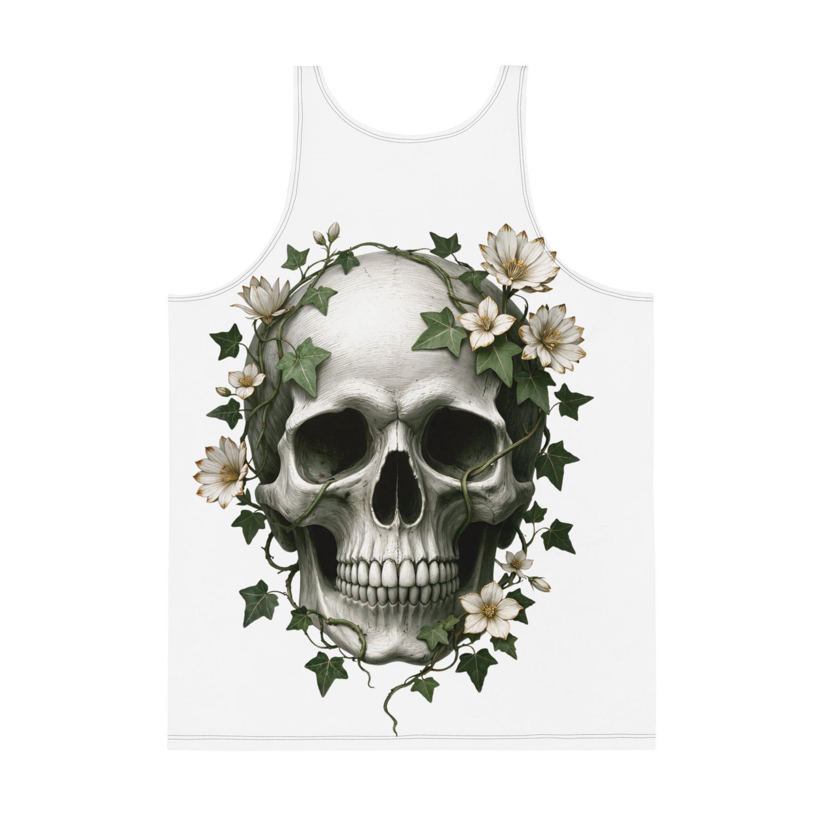 Męski tank top z czaszką i kwiatami – koszulka męska bez rękawów z czaszką wśród bluszczu| Zarn.pl Męski tank top z czaszką i kwiatami – koszulka męska bez rękawów z czaszką wśród bluszczu - obrazek 3