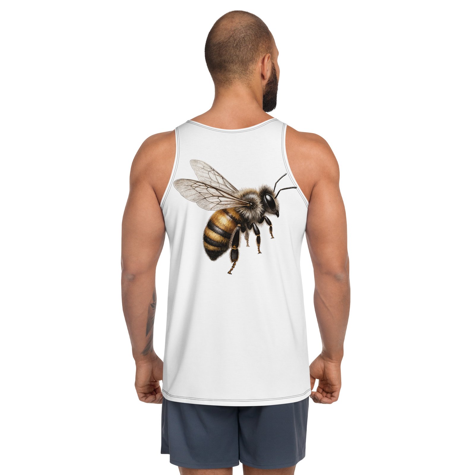 Męski tank top z pszczołą – koszulka męska bez rękawów z realistyczną pszczołą| Zarn.pl koszulka męska bez rękawów z realistyczną pszczołą