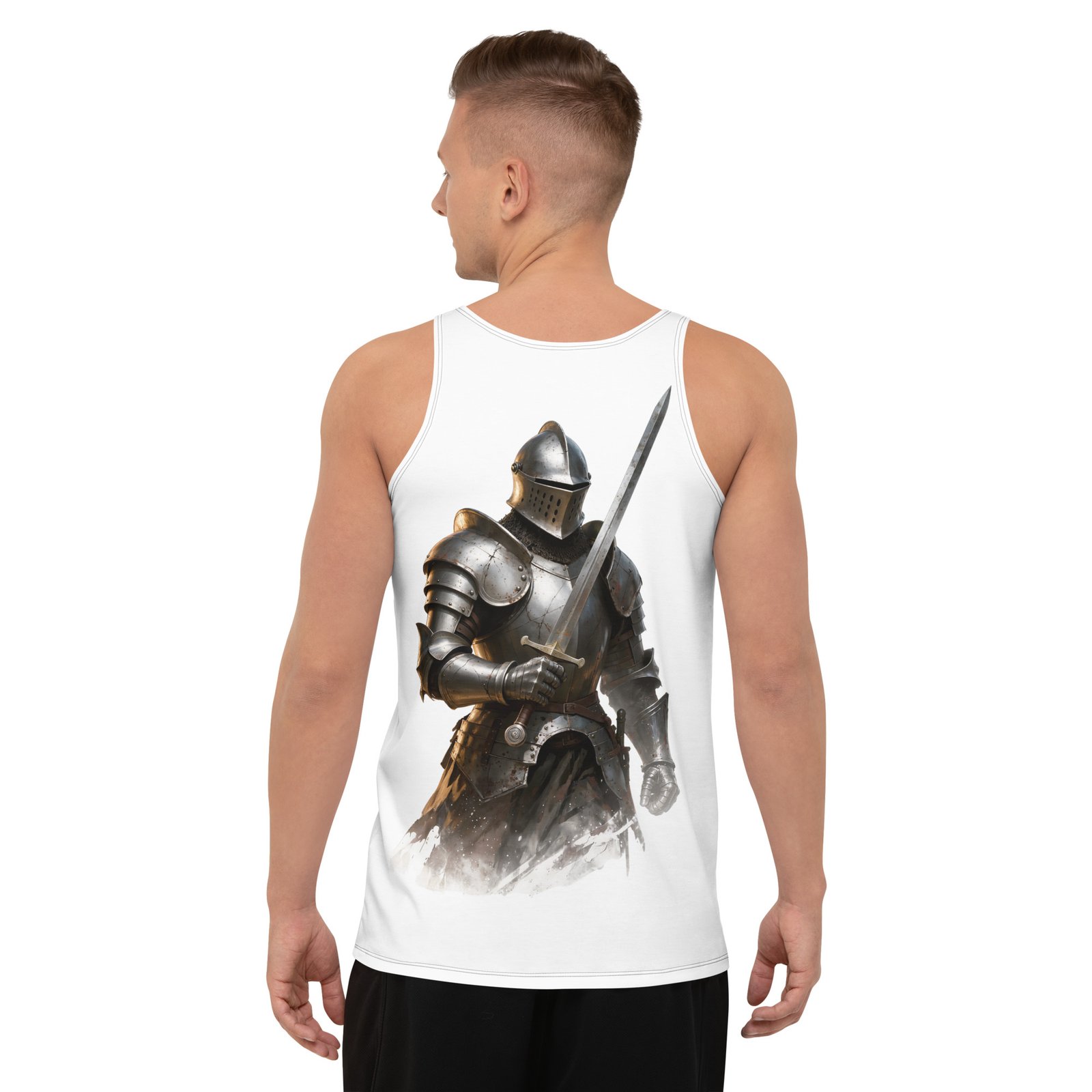 Męski tank top „Średniowieczny Rycerz” – tank top męski z rycerzem w zbroi| Zarn.pl tank top męski z rycerzem w zbroi