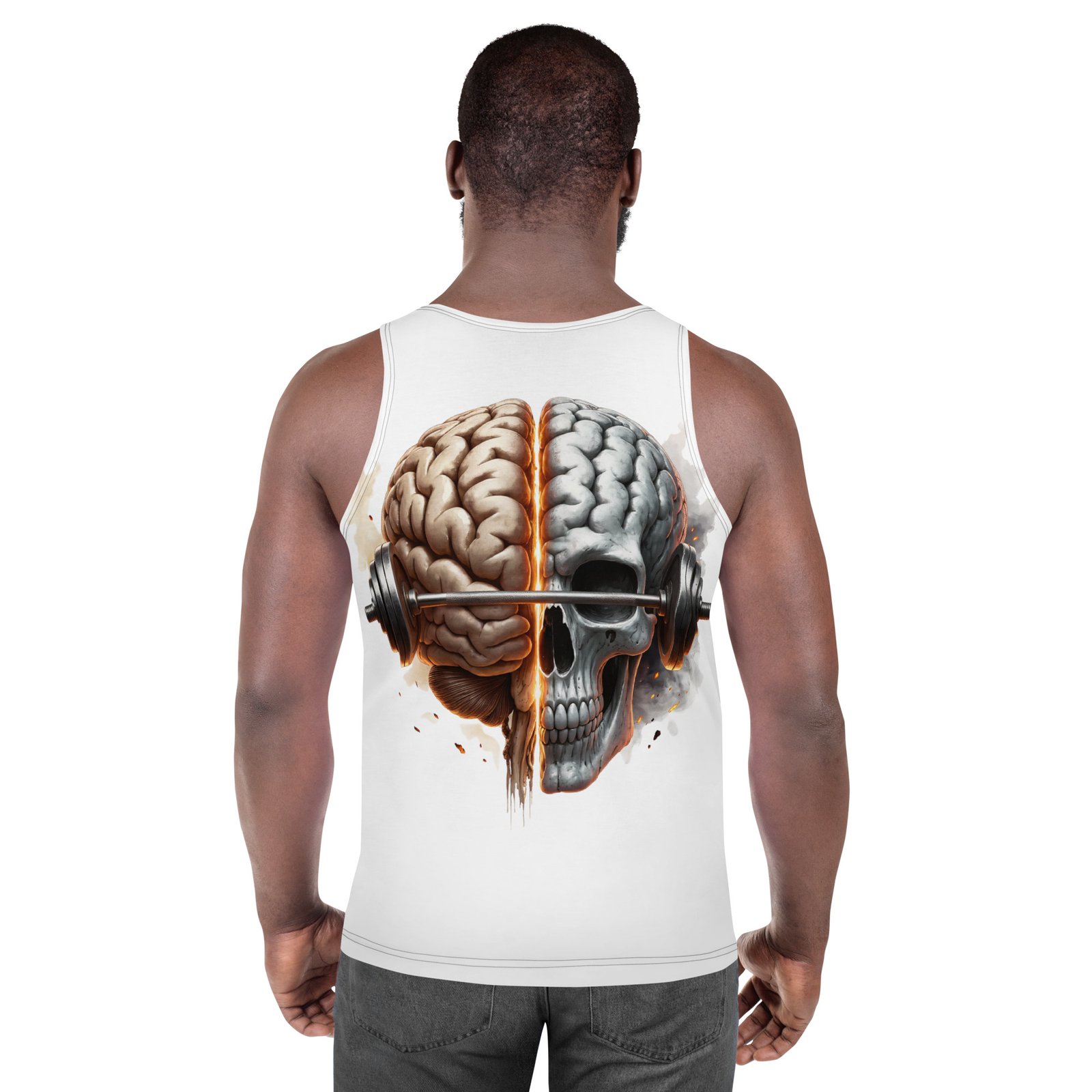 Męski tank top „Siła Umysłu” – tank top męski z czaszką i mózgiem| Zarn.pl tank top męski z czaszką i mózgiem