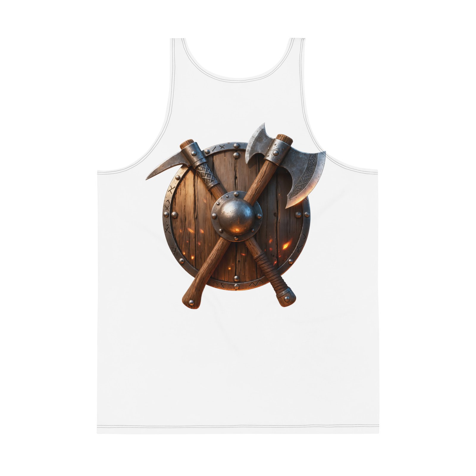 Męski tank top „Tarcza Wojownika” – tank top męski z tarczą i toporami| Zarn.pl Męski tank top „Tarcza Wojownika” – tank top męski z tarczą i toporami - obrazek 3