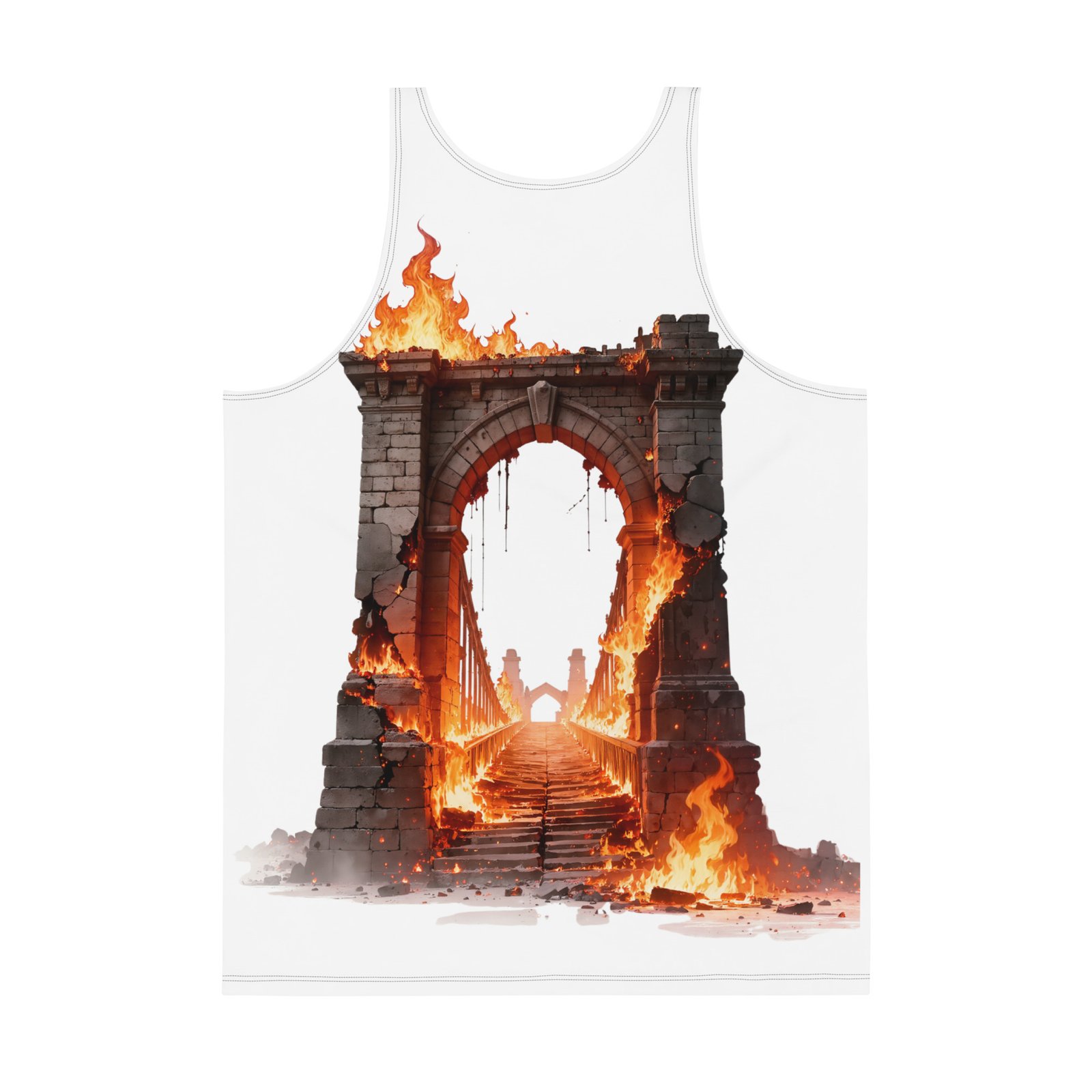 Męski tank top „Płonący Most” – tank top męski z grafika płonącego mostu| Zarn.pl Męski tank top „Płonący Most” – tank top męski z grafika płonącego mostu - obrazek 3