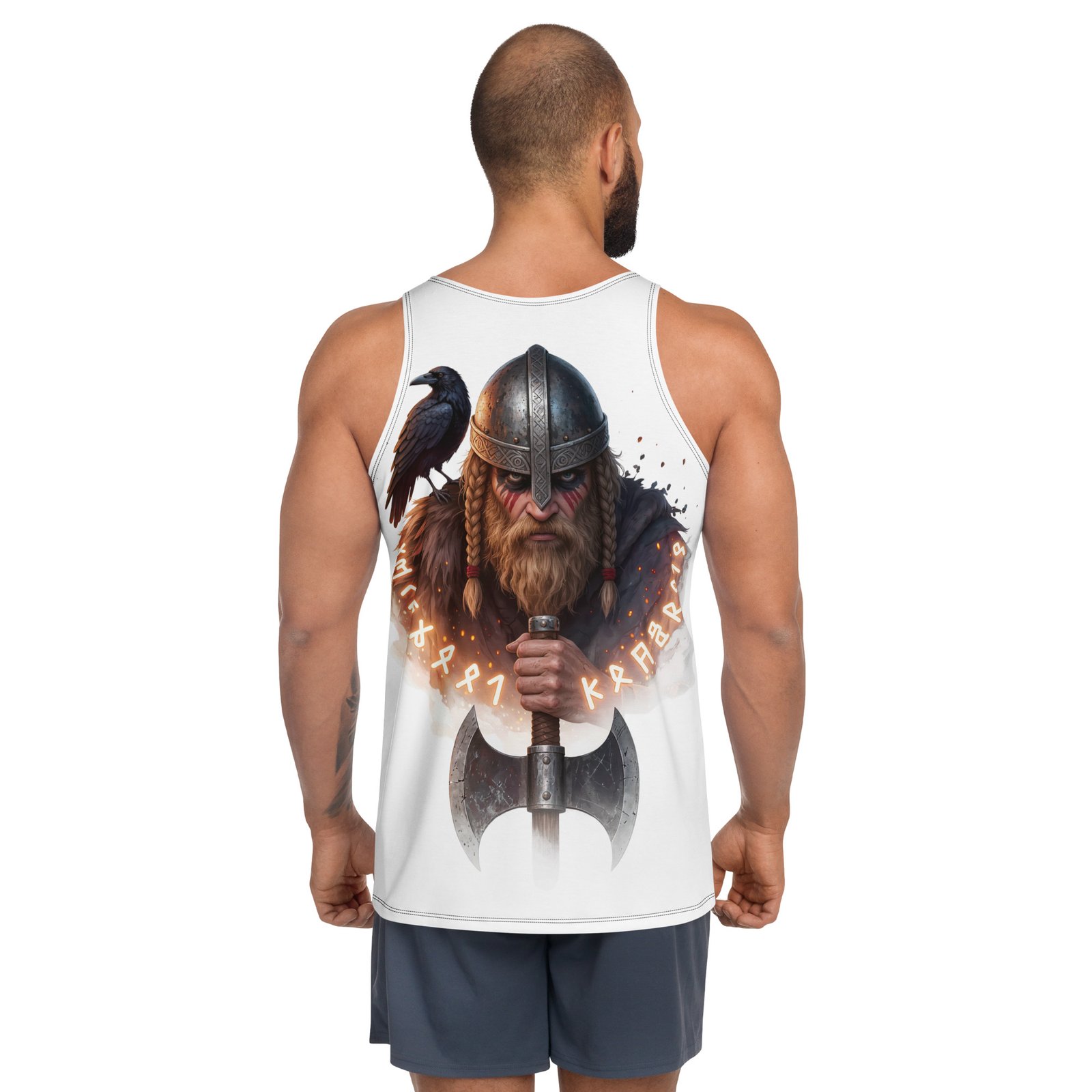 Męski tank top „Wojownik Północy” – tank top męski z grafika wikińskiego wojownika| Zarn.pl tank top męski z grafika wikińskiego wojownika