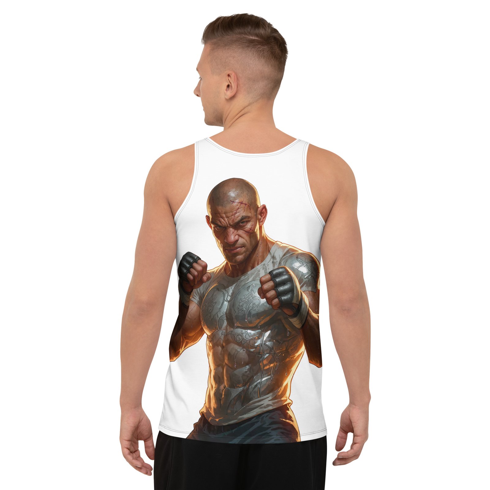 Męski tank top „Niezłomny Wojownik MMA” – tank top męski z grafiką zawodnika sztuk walki| Zarn.pl tank top męski z grafiką zawodnika sztuk walki