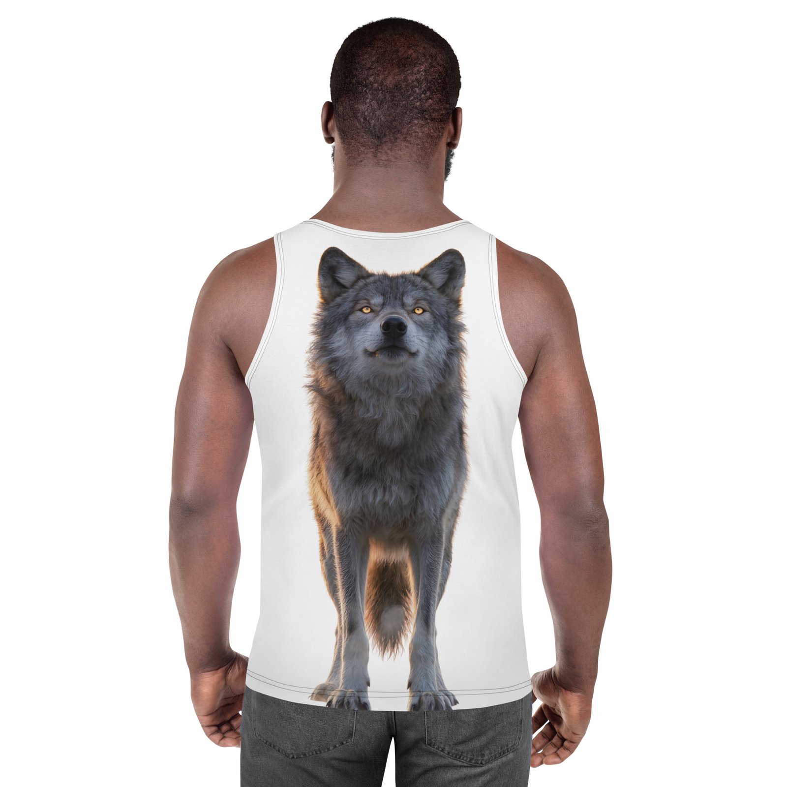 Męski tank top „Duch Wilka” – tank top męski z grafiką wilka| Zarn.pl tank top męski z grafiką wilka