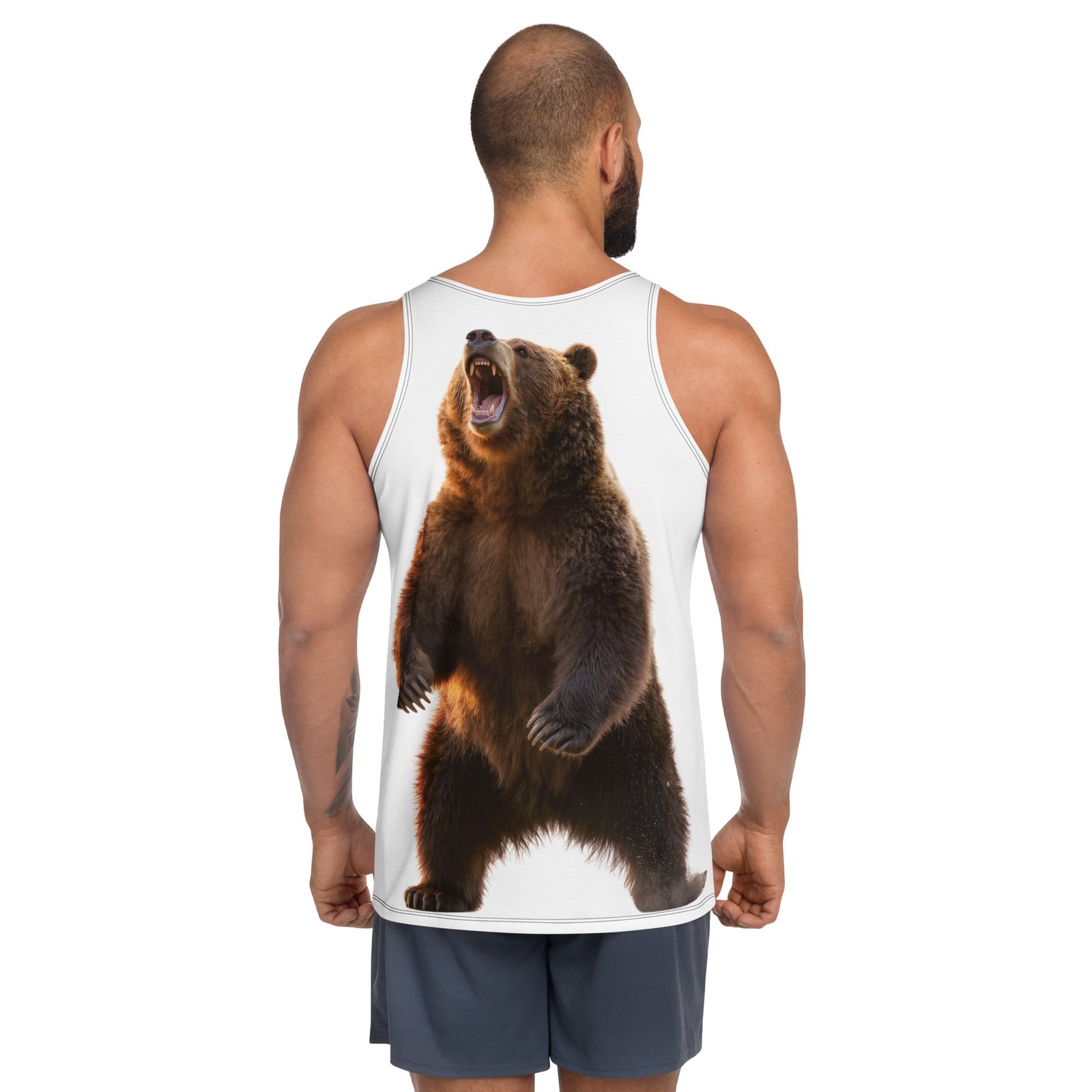 Męski tank top „Potęga Niedźwiedzia” – tank top męski z grafiką niedźwiedzia| Zarn.pl tank top męski z grafiką niedźwiedzia