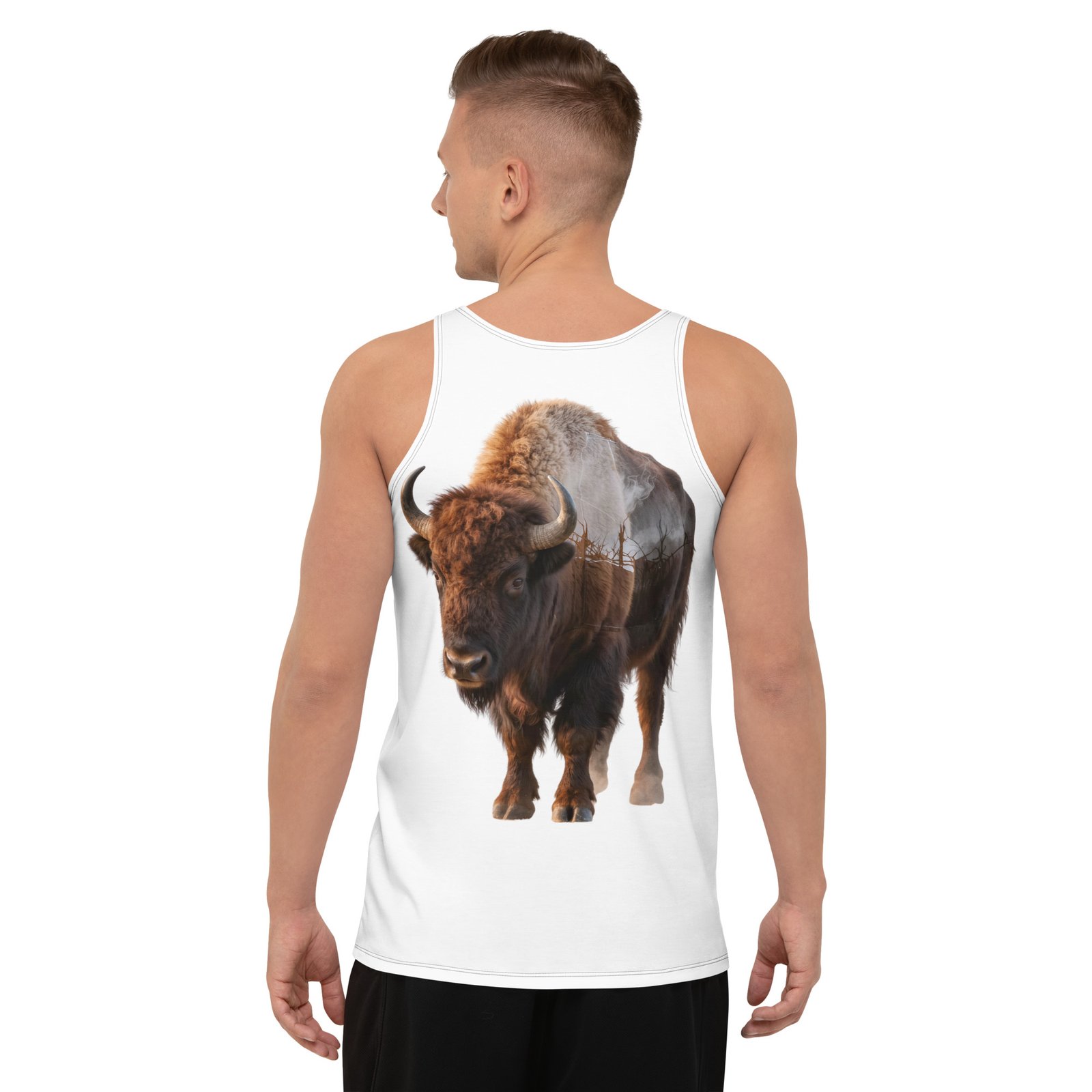 Męski tank top „Siła Bizona” – tank top męski z grafiką bizona| Zarn.pl tank top męski z grafiką bizona