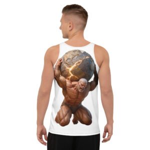 tank top męski z grafiką tytana dźwigającego świat
