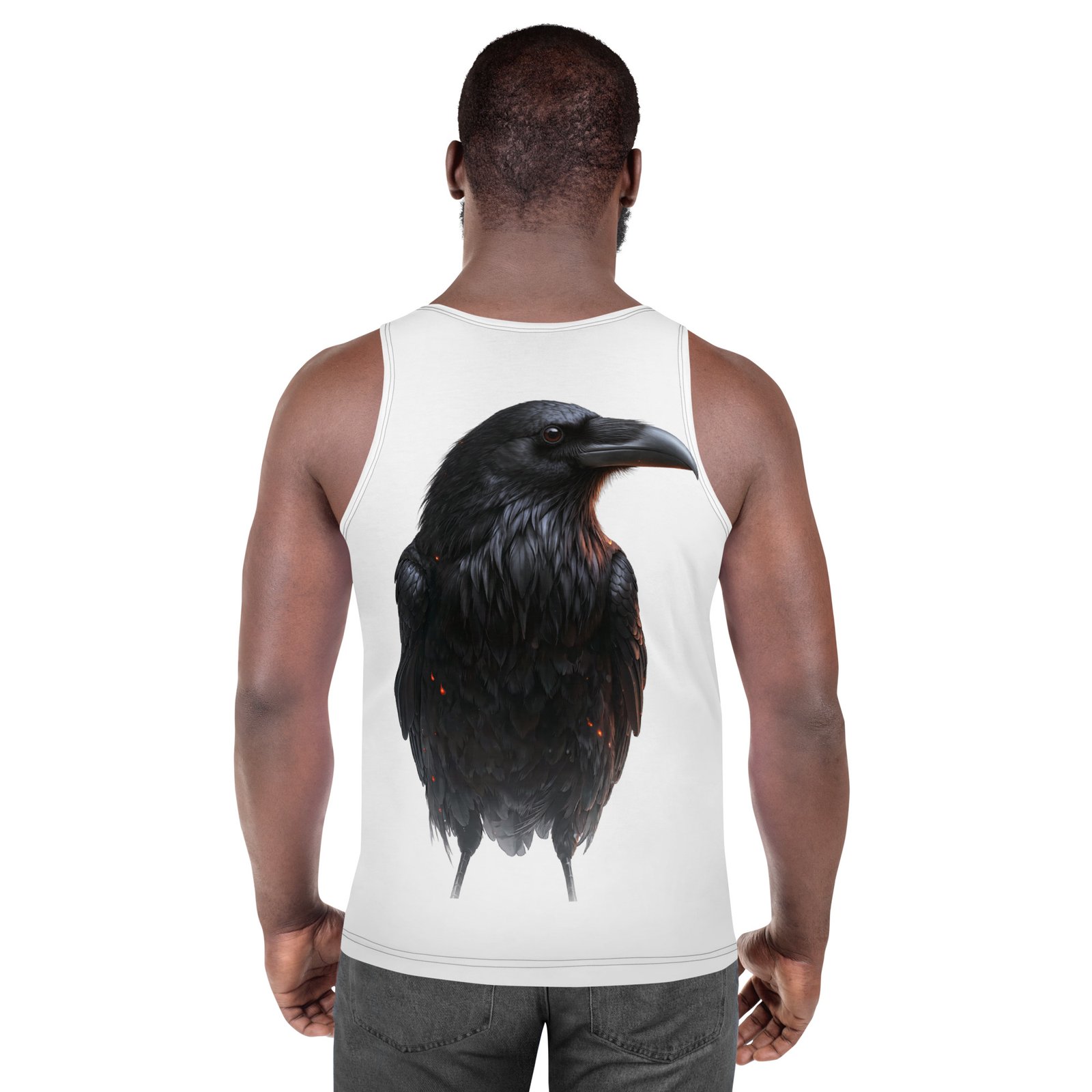 Męski tank top „Mądrość Kruka” – tank top męski z grafiką kruka| Zarn.pl tank top męski z grafiką kruka