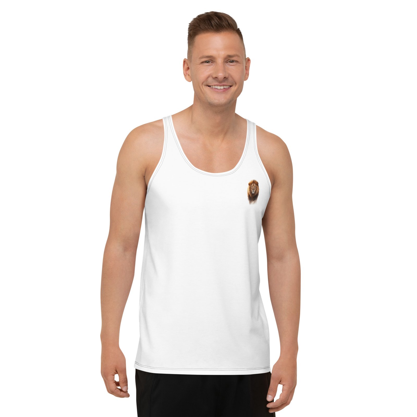 Męski tank top „Król Sawanny” – tank top męski z grafiką lwa| Zarn.pl Męski tank top „Król Sawanny” – tank top męski z grafiką lwa - obrazek 4