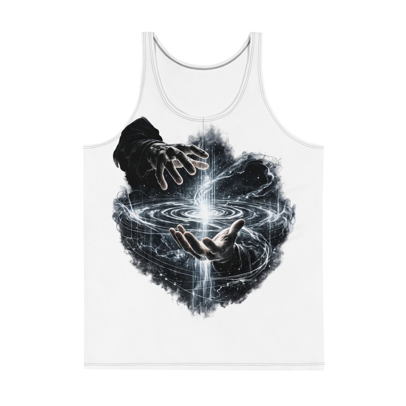 Męski tank top artystyczny „Źródło Energii” – koszulka męska bez rękawów z grafiką kosmicznej energii| Zarn.pl Męski tank top artystyczny „Źródło Energii” – koszulka męska bez rękawów z grafiką kosmicznej energii - obrazek 2