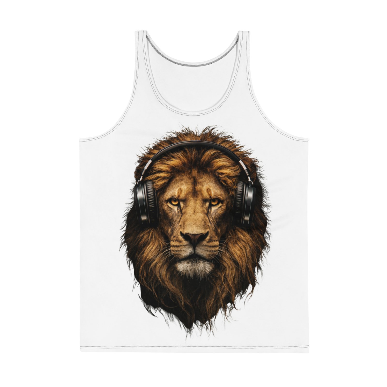Męska koszulka bez rękawów „Lion Beats” – koszulka męska z lwem w słuchawkach| Zarn.pl Męska koszulka bez rękawów „Lion Beats” – koszulka męska z lwem w słuchawkach - obrazek 2