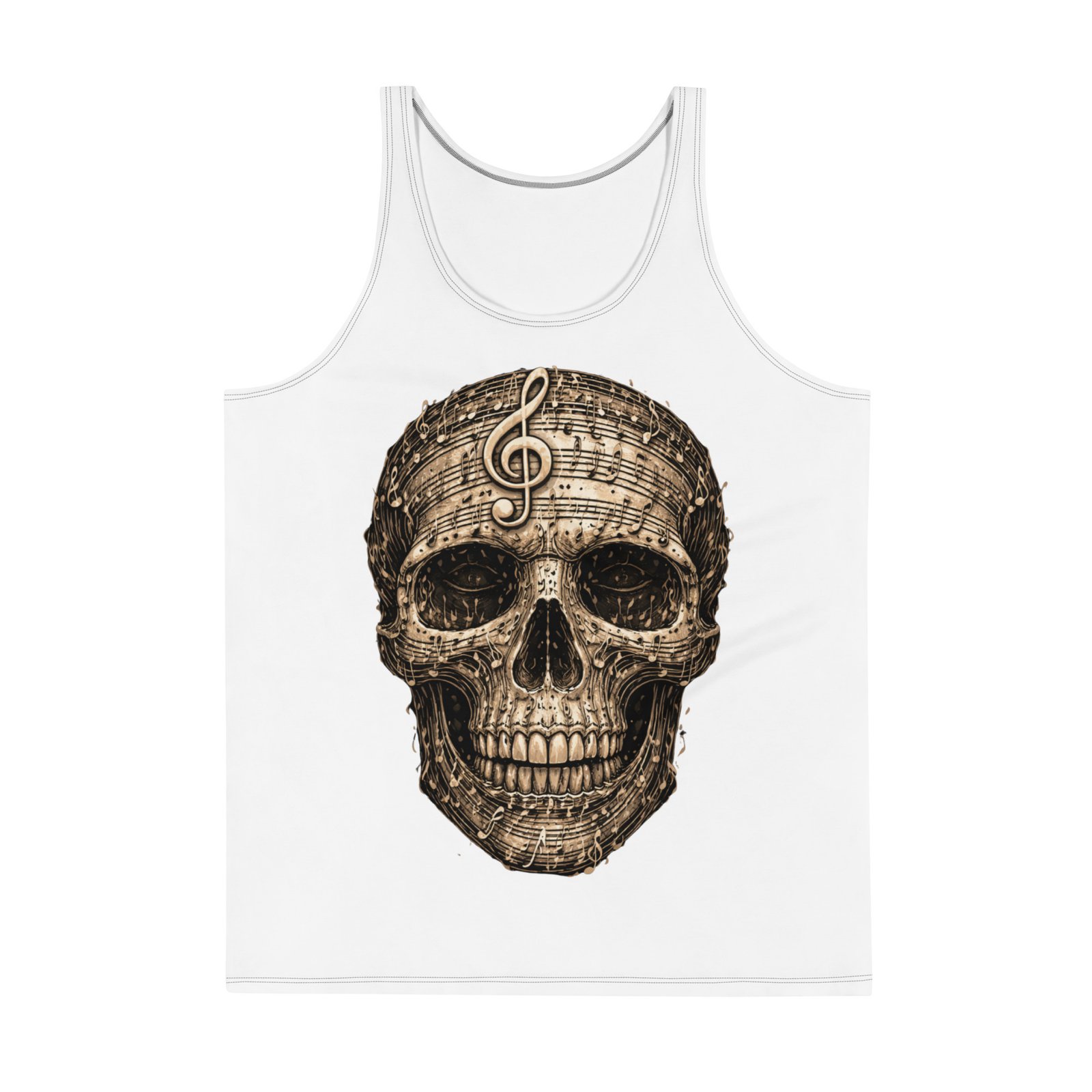 Męska koszulka bez rękawów „Music Skull” – koszulka męska z muzyczną czaszką| Zarn.pl Męska koszulka bez rękawów „Music Skull” – koszulka męska z muzyczną czaszką - obrazek 2