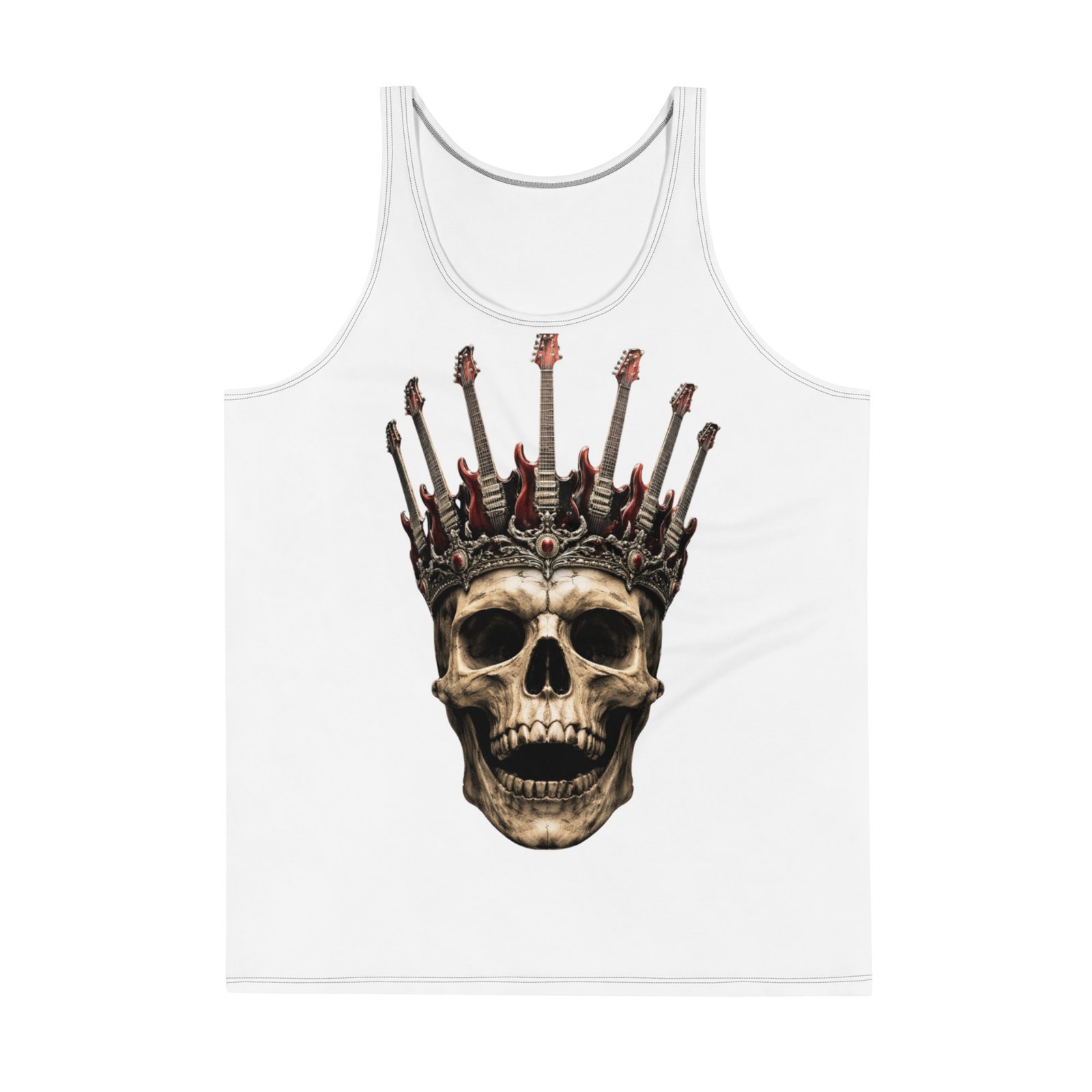Męska koszulka bez rękawów „Skull Guitar King” – koszulka męska z czaszką i gitarami| Zarn.pl Męska koszulka bez rękawów „Skull Guitar King” – koszulka męska z czaszką i gitarami - obrazek 2