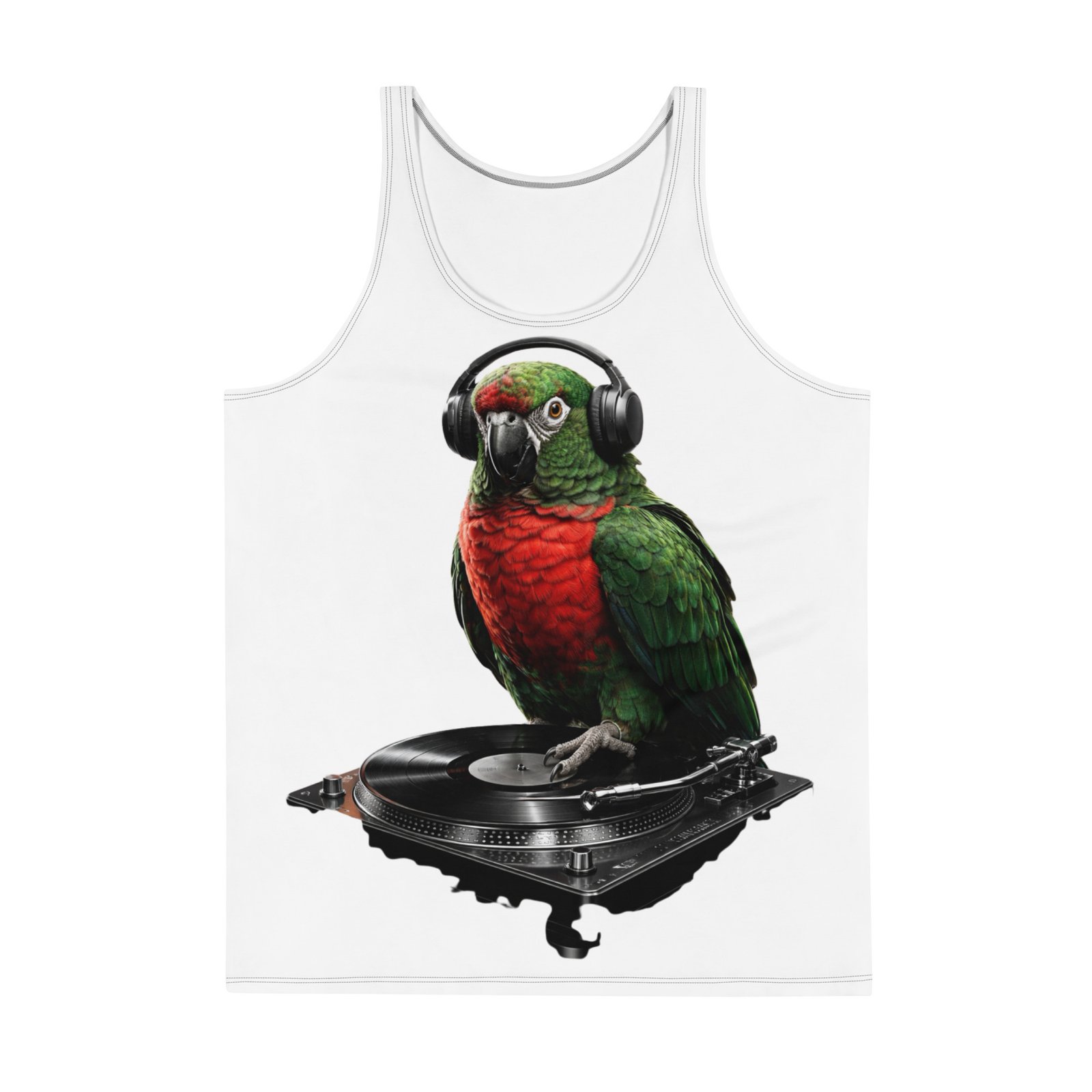 Męska koszulka bez rękawów „DJ Parrot” – koszulka męska z papugą DJ| Zarn.pl Męska koszulka bez rękawów „DJ Parrot” – koszulka męska z papugą DJ - obrazek 2