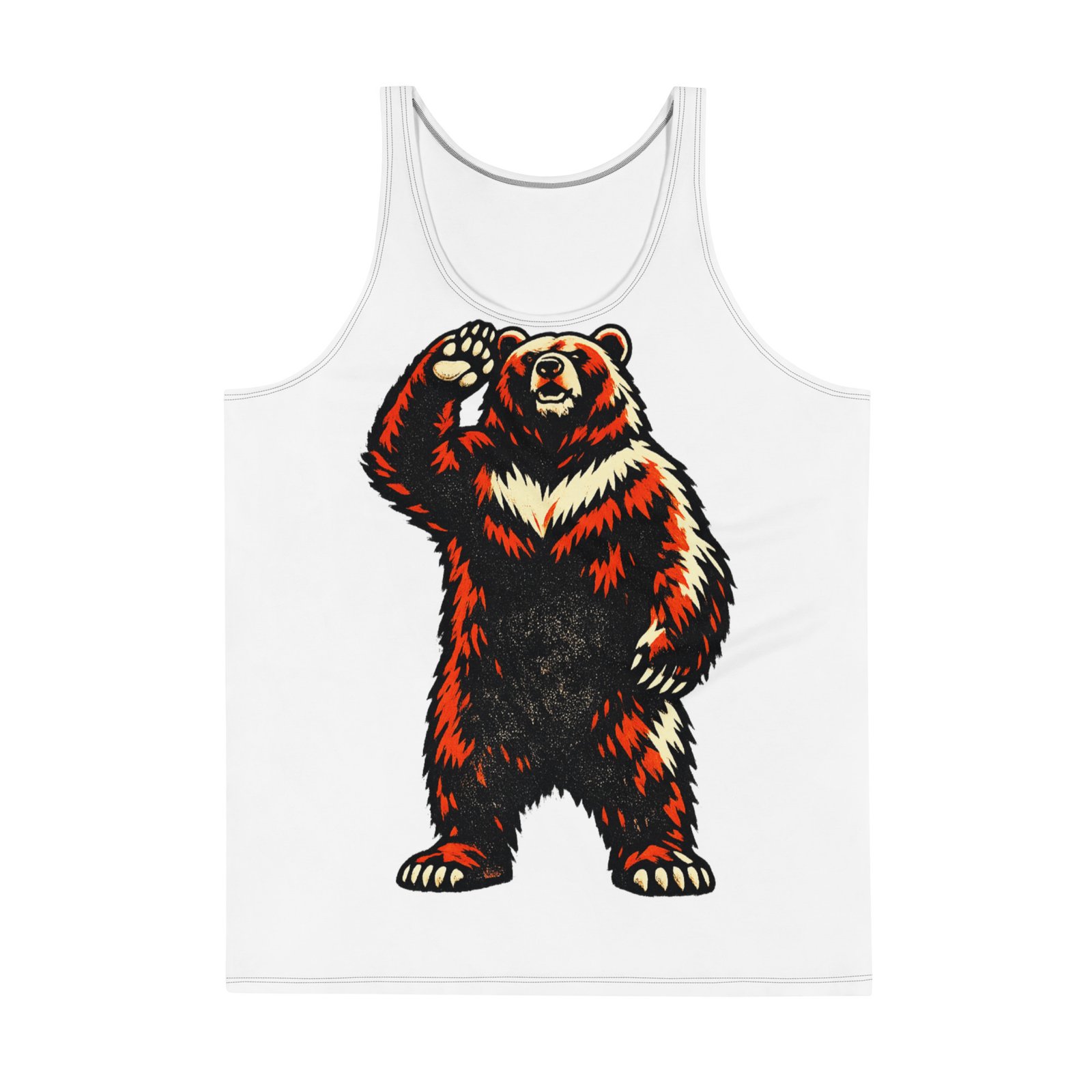 Męski tank top „Niedźwiedź machający łapą” – męska koszulka bez rękawów PRL z grafiką misia| Zarn.pl Męski tank top „Niedźwiedź machający łapą” – męska koszulka bez rękawów PRL z grafiką misia - obrazek 2