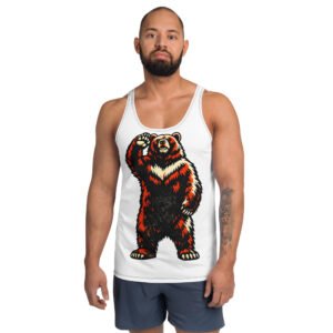 męski tank top PRL z grafiką niedźwiedzia