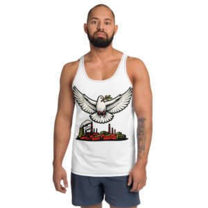 męski tank top PRL z grafiką gołębia pokoju