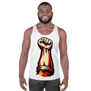 męski tank top PRL z grafiką zaciśniętej pięści