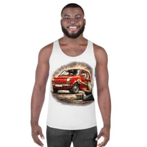 męski tank top klasyczny czerwony samochód dla fana motoryzacji
