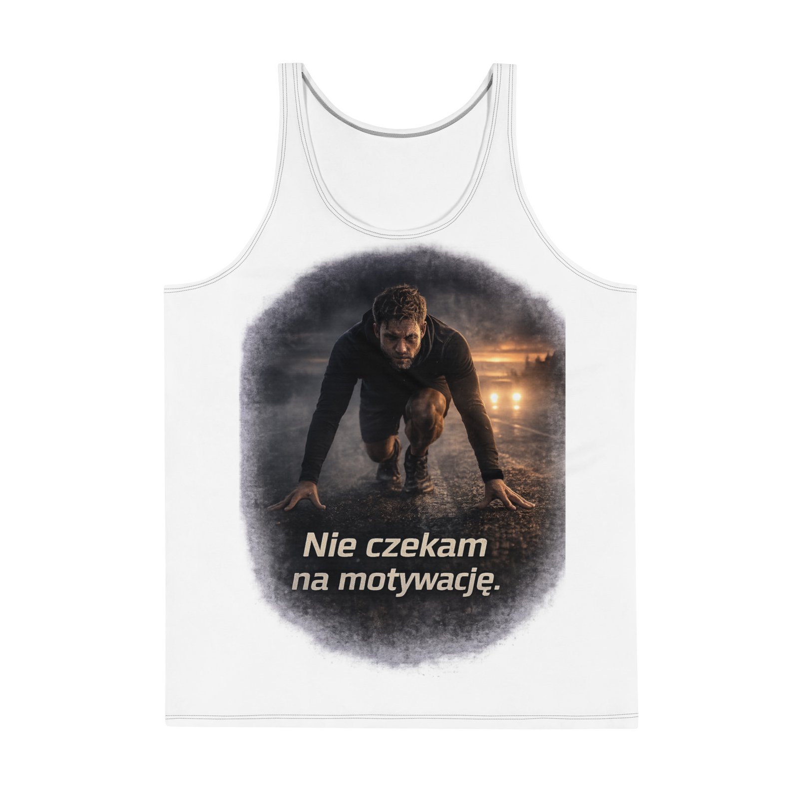 Męska koszulka bez rękawów „Nie czekam na motywację” – koszulka męska z motywacyjną grafiką dyscypliny i działania| Zarn.pl Męska koszulka bez rękawów „Nie czekam na motywację” – koszulka męska z motywacyjną grafiką dyscypliny i działania - obrazek 2