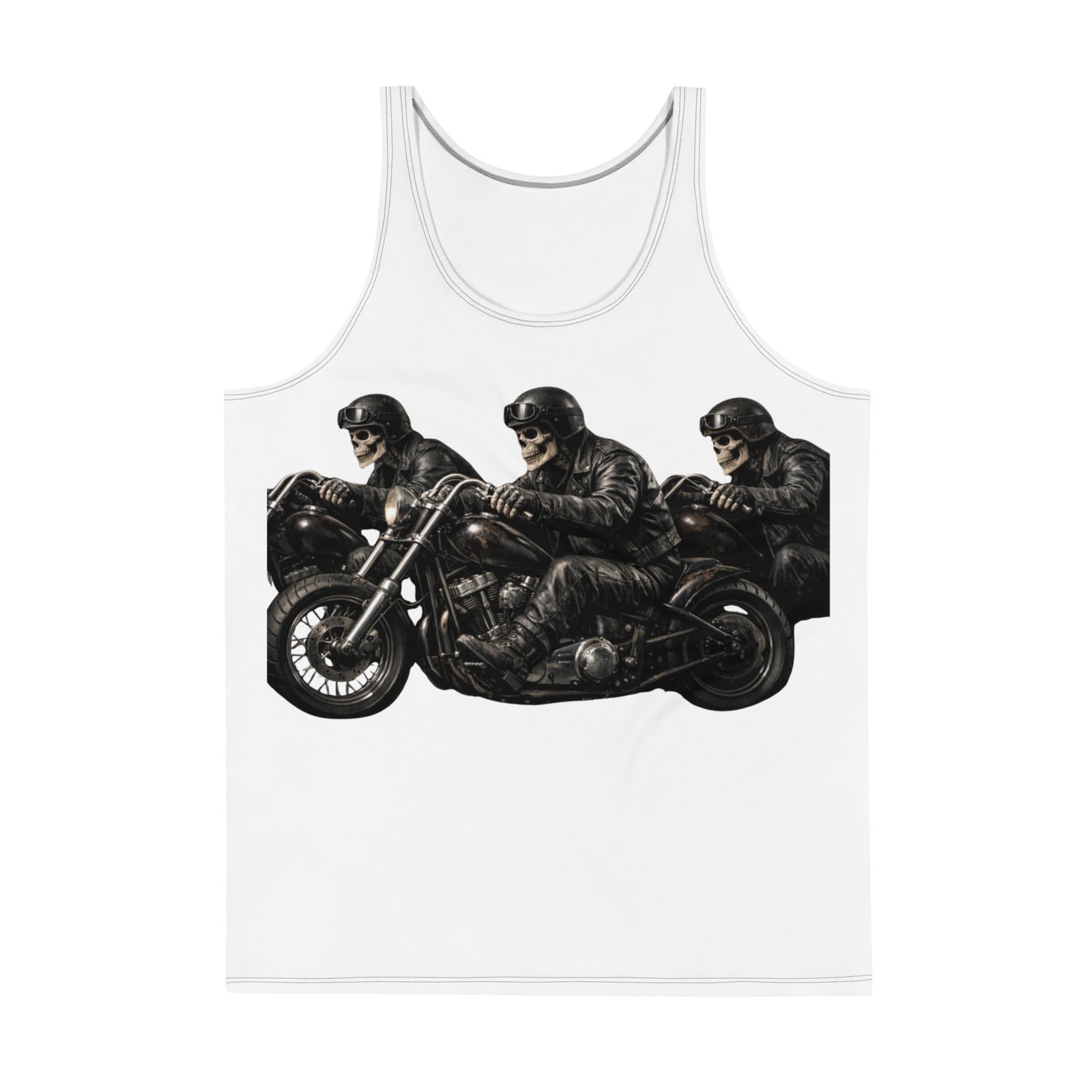 Męski tank top „Szkielet Motocyklista” – koszulka męska bez rękawów z grafiką szkieletu jadącego na motocyklu| Zarn.pl Męski tank top „Szkielet Motocyklista” – koszulka męska bez rękawów z grafiką szkieletu jadącego na motocyklu - obrazek 2