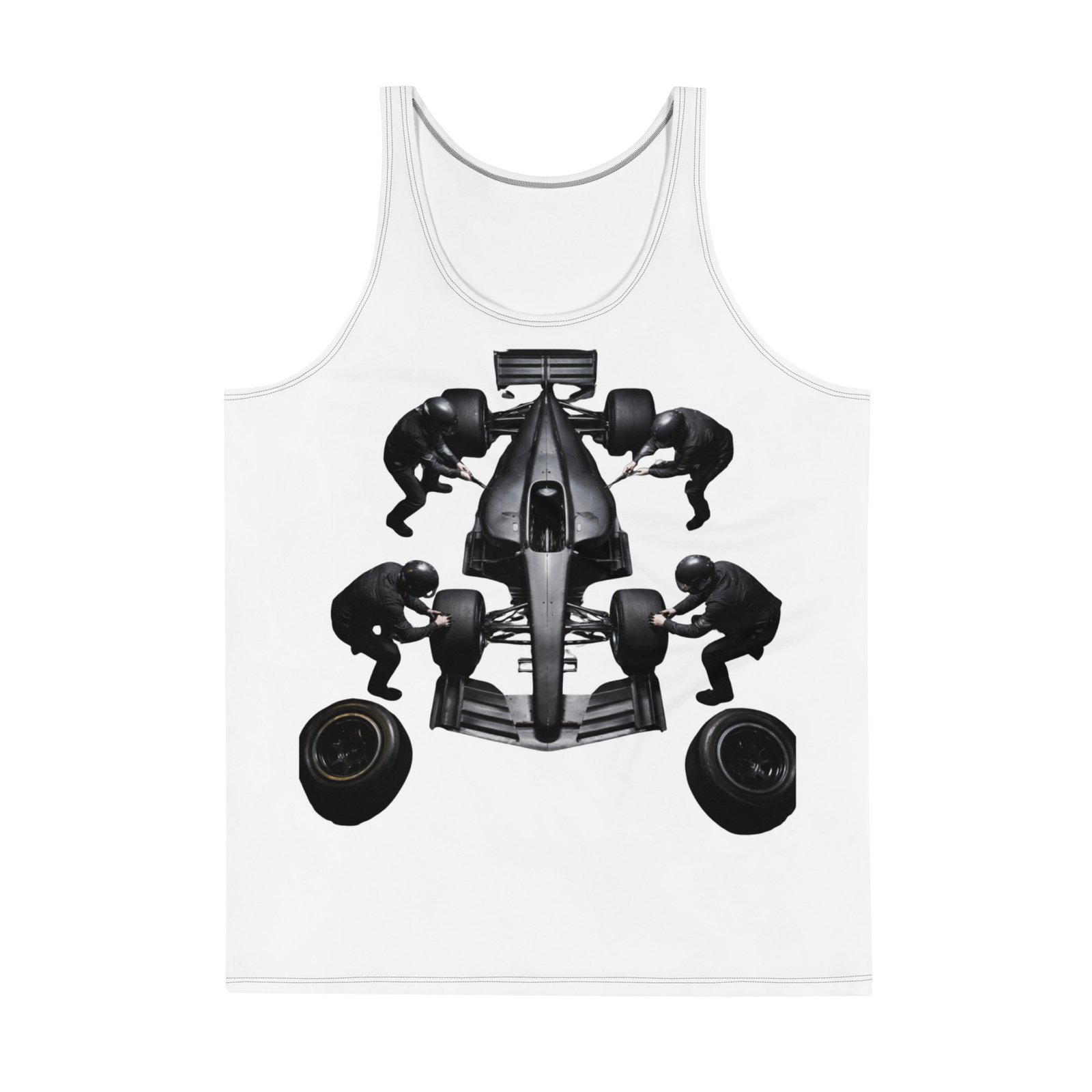Męski tank top „Pit Stop Formula” – koszulka męska bez rękawów z grafiką bolidu wyścigowego| Zarn.pl Męski tank top „Pit Stop Formula” – koszulka męska bez rękawów z grafiką bolidu wyścigowego - obrazek 2