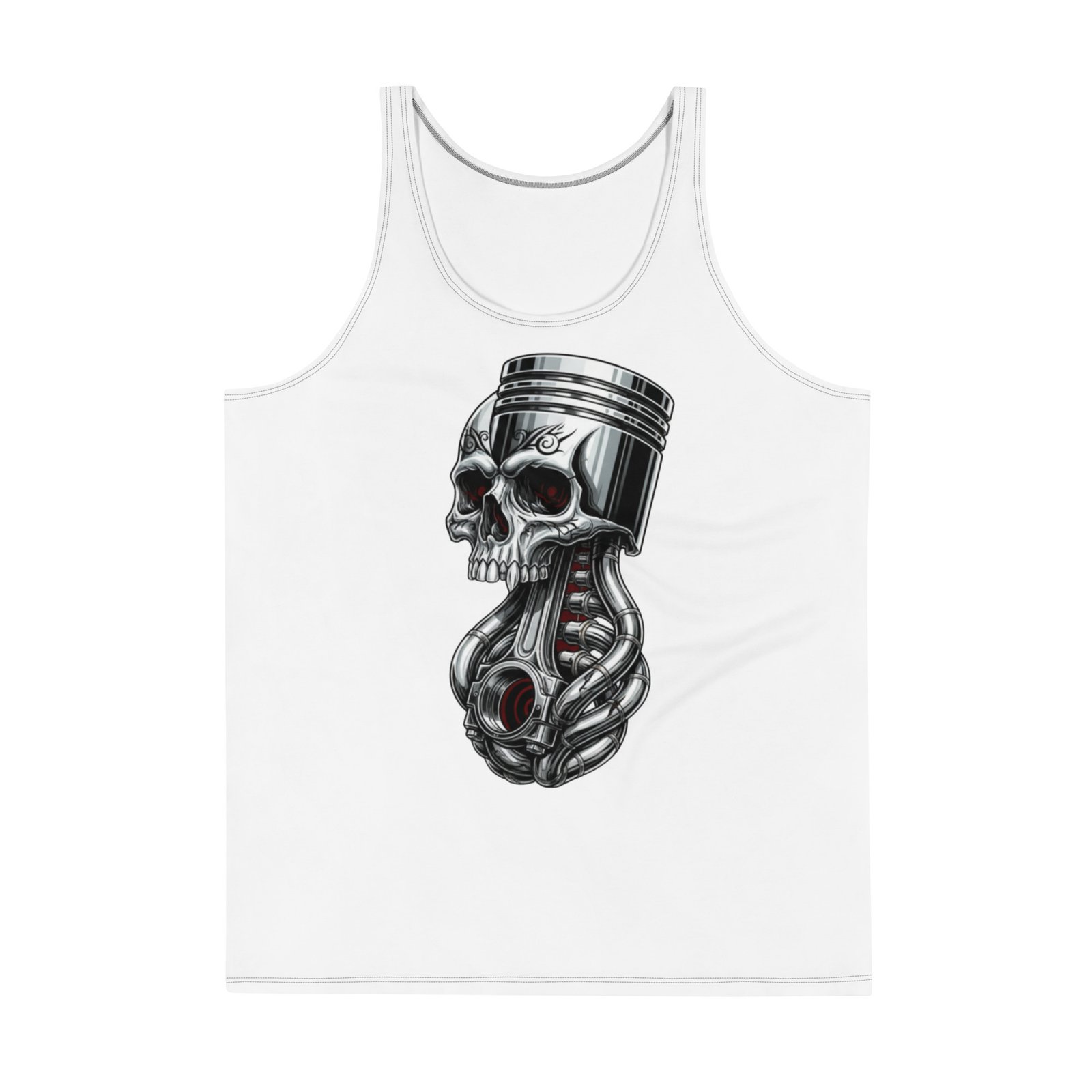 Męski tank top „Tłok Czaszka” – koszulka męska bez rękawów z grafiką tłoka i czaszki| Zarn.pl Męski tank top „Tłok Czaszka” – koszulka męska bez rękawów z grafiką tłoka i czaszki - obrazek 2