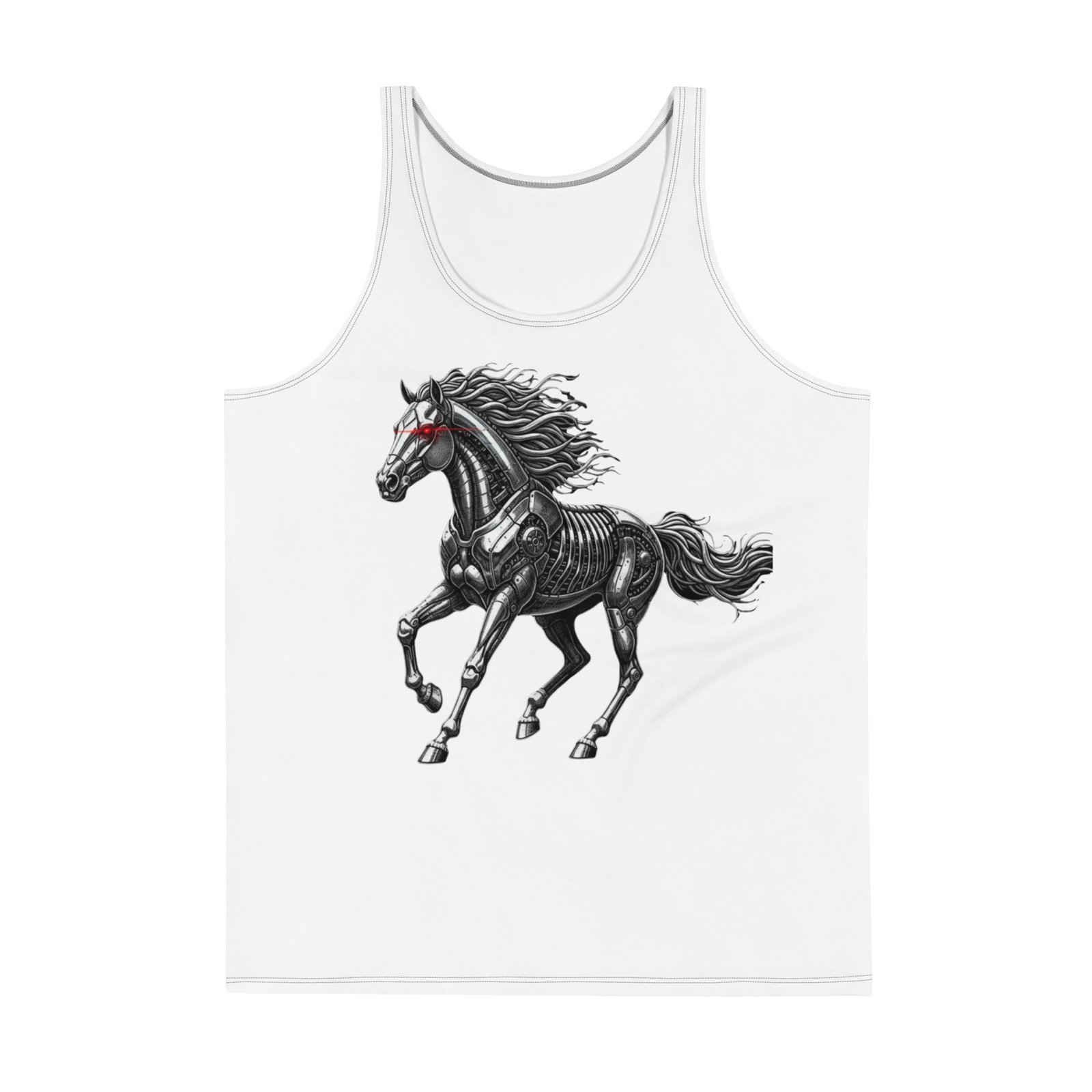 Męski tank top z grafiką mechanicznego konia – koszulka męska auto moto cyber koń| Zarn.pl Męski tank top z grafiką mechanicznego konia – koszulka męska auto moto cyber koń - obrazek 2