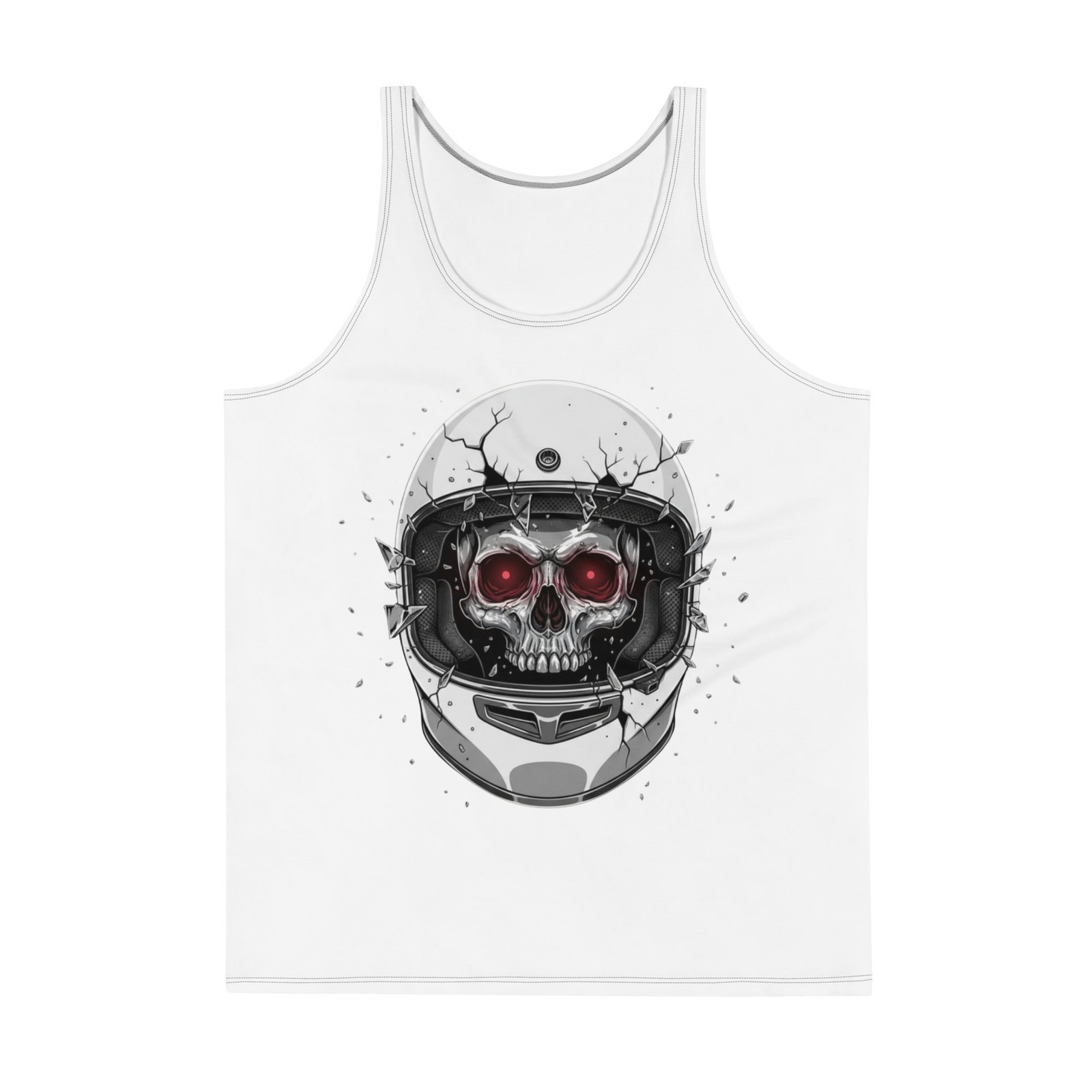 Męski tank top z grafiką czaszki w kasku motocyklowym – koszulka męska biker skull| Zarn.pl Męski tank top z grafiką czaszki w kasku motocyklowym – koszulka męska biker skull - obrazek 2