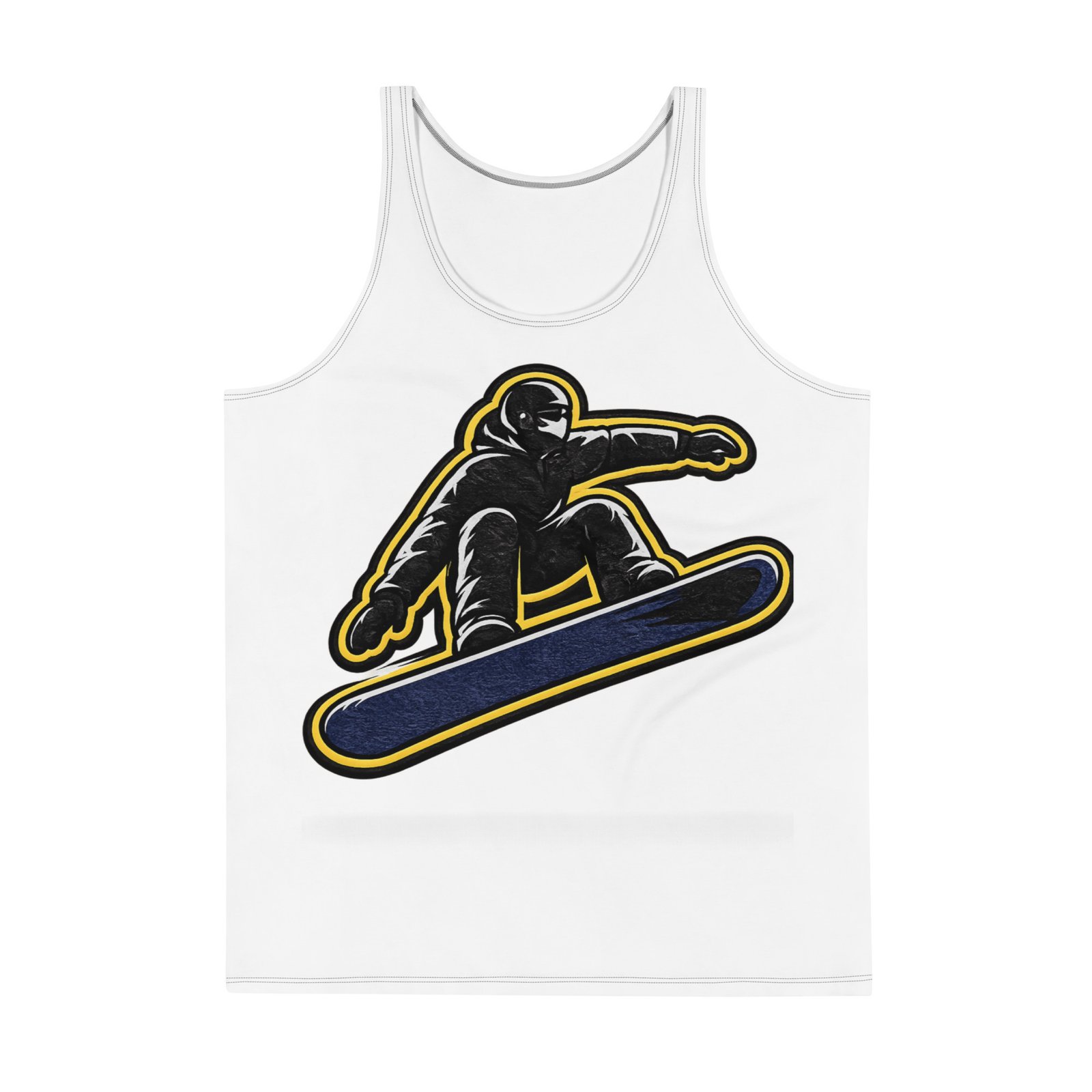 Męski tank top z grafiką snowboardzisty – biała koszulka męska bez rękawów dla miłośników snowboardu| Zarn.pl Męski tank top z grafiką snowboardzisty – biała koszulka męska bez rękawów dla miłośników snowboardu - obrazek 2