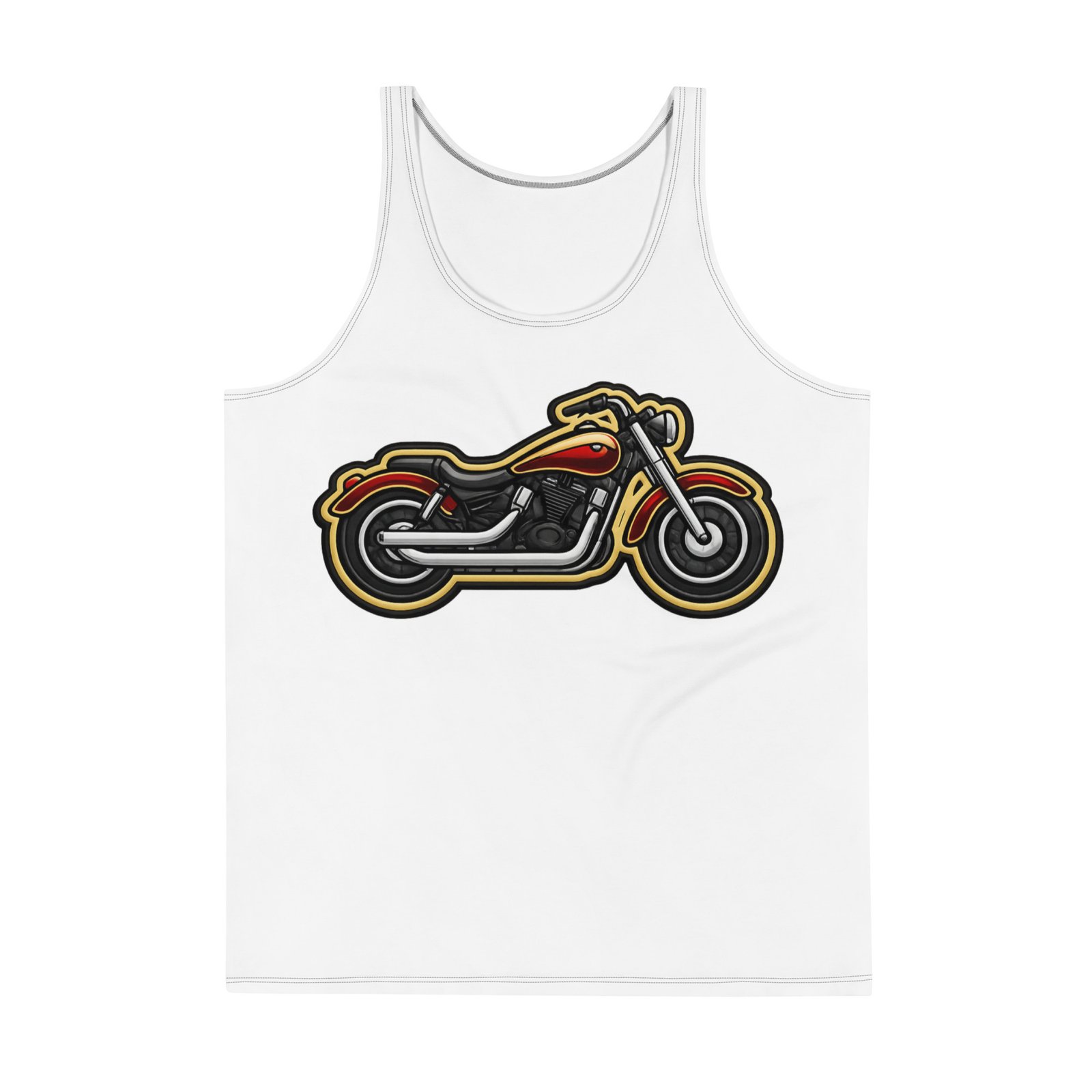 Męski tank top z grafiką motocykla cruiser – biała koszulka bez rękawów dla motocyklisty| Zarn.pl Męski tank top z grafiką motocykla cruiser – biała koszulka bez rękawów dla motocyklisty - obrazek 2