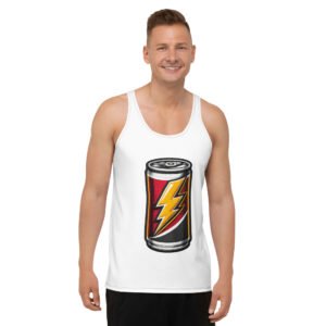 męski tank top z grafiką puszki napoju energetycznego